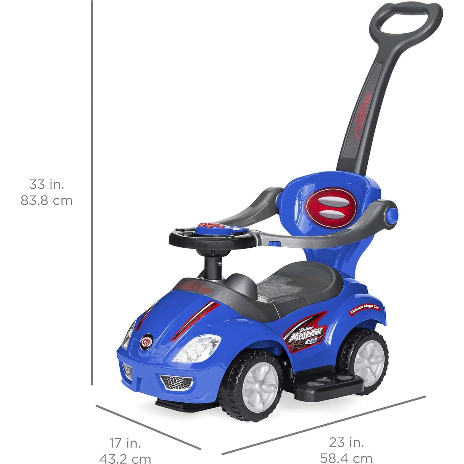 Coche 3-en-1 para Niños Mejor Opción Azul - Andador y Empuje