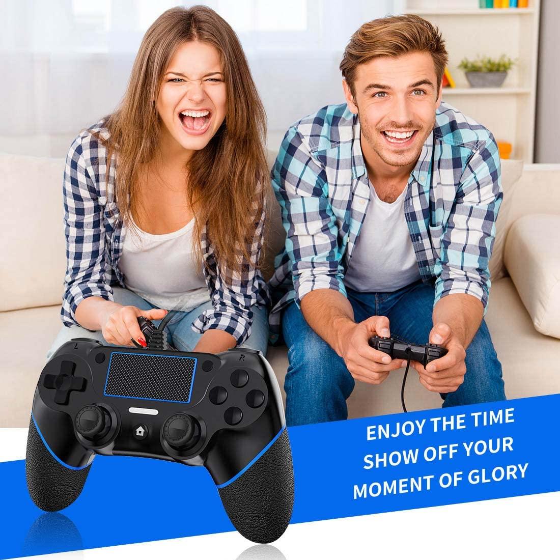 Controlador con cable DIANVEN para PS4 y PC - Negro