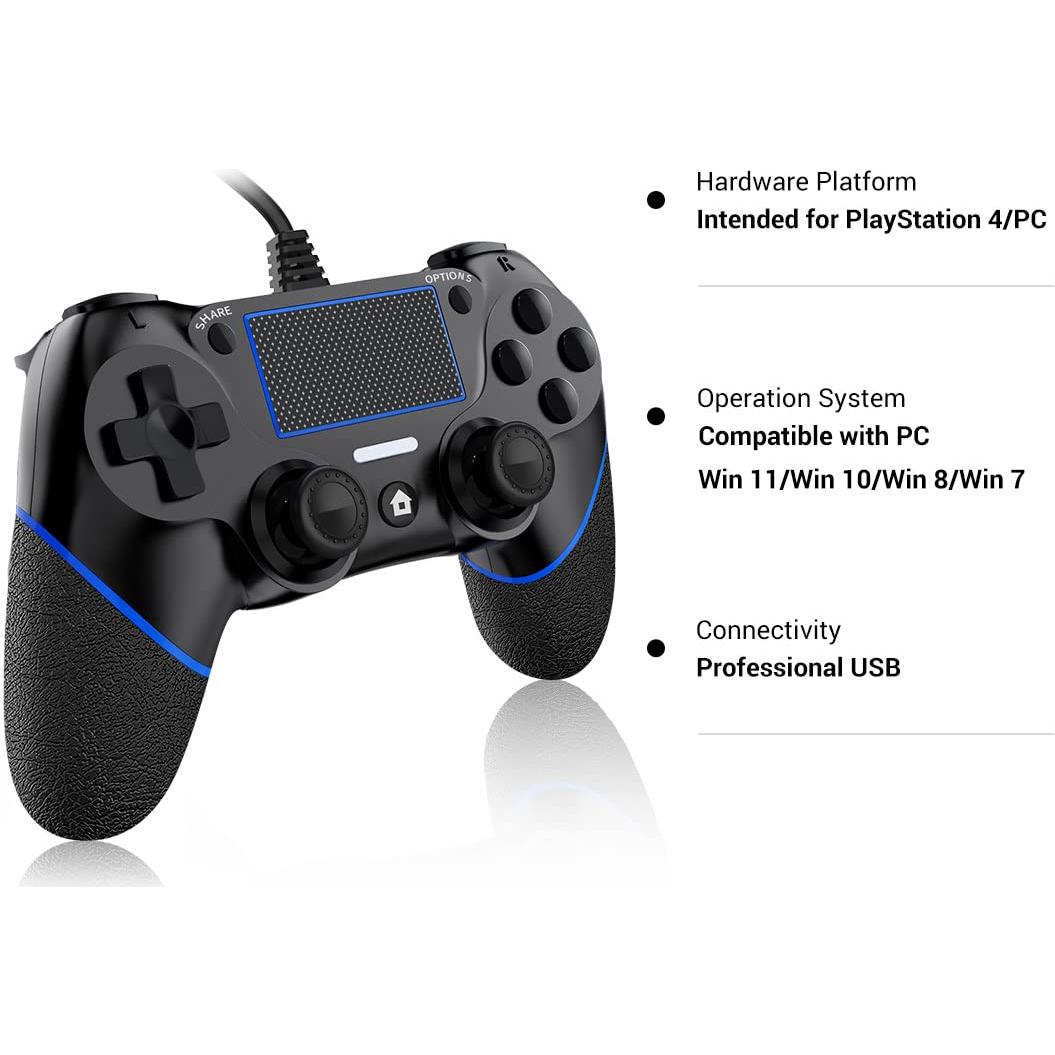 Controlador con cable DIANVEN para PS4 y PC - Negro