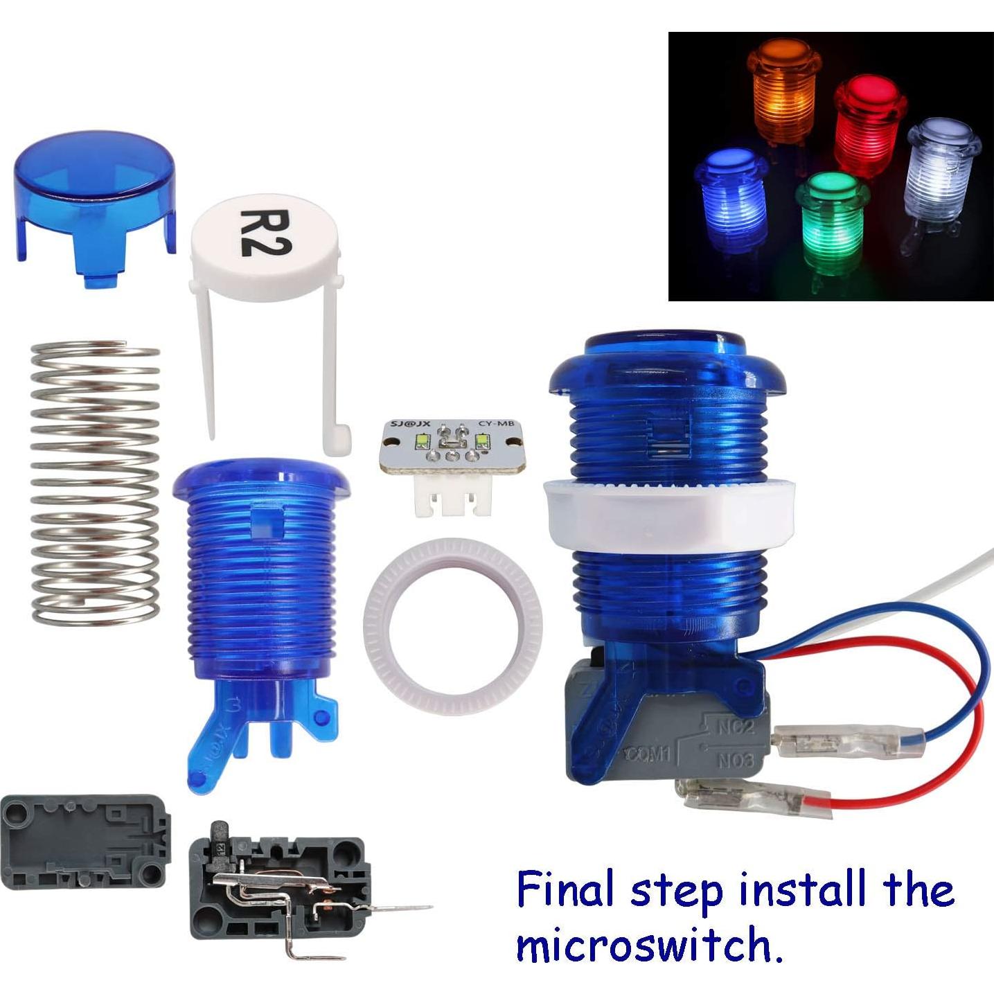 Kit de Botones de Juego Arcade SJ@JX con Joystick LED USB