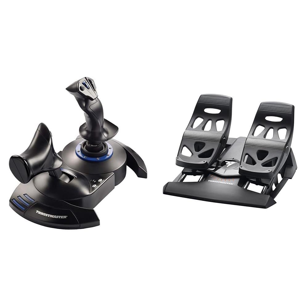 THRUSTMASTER T.Flight HOTAS 4 (Compatible with PS5, PS4 and PC) & TFRP Rudder Pedals for Flight Simulators