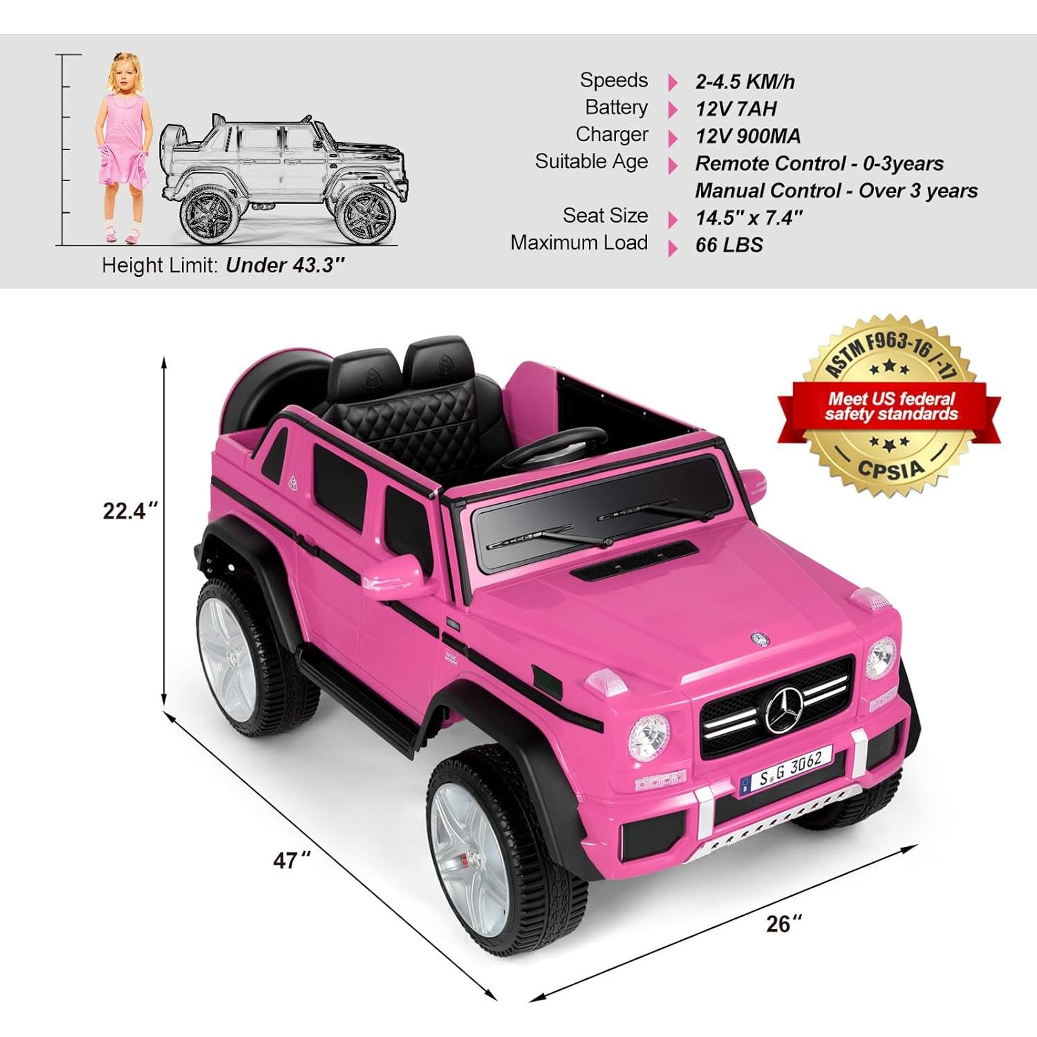 Coche Eléctrico para Niños JOYLDIAS Mercedes-Benz G650S Rosa 12V