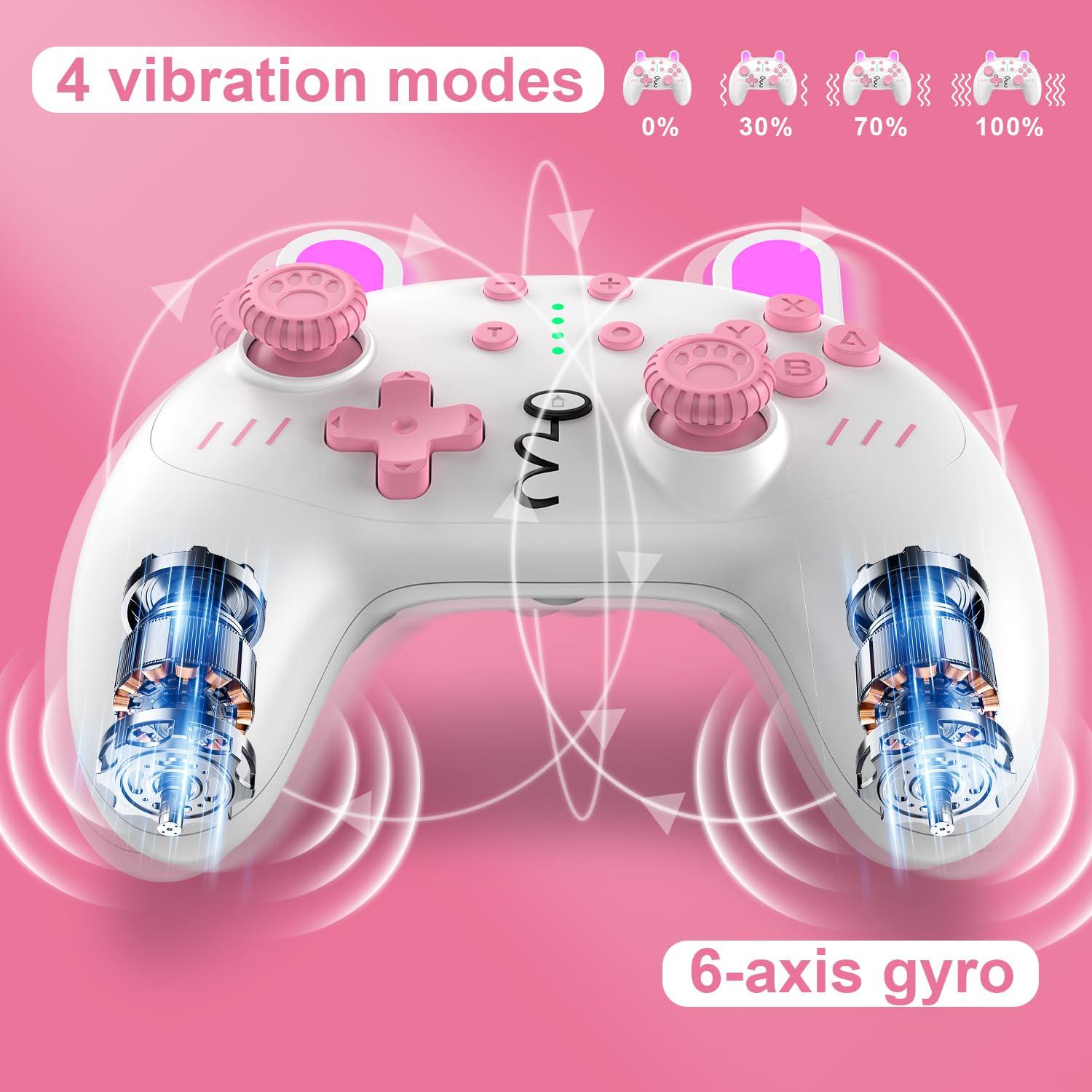 Controlador Inalámbrico Rosa KINGEAR para Switch y PC