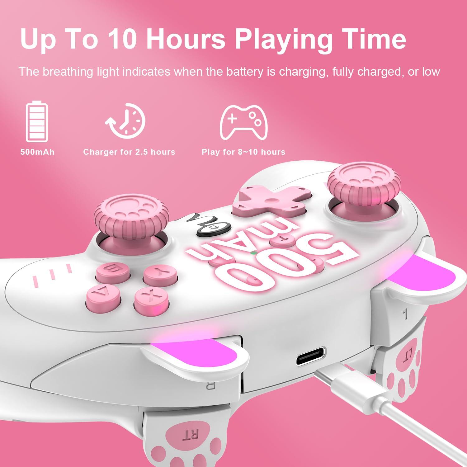 Controlador Inalámbrico Rosa KINGEAR para Switch y PC