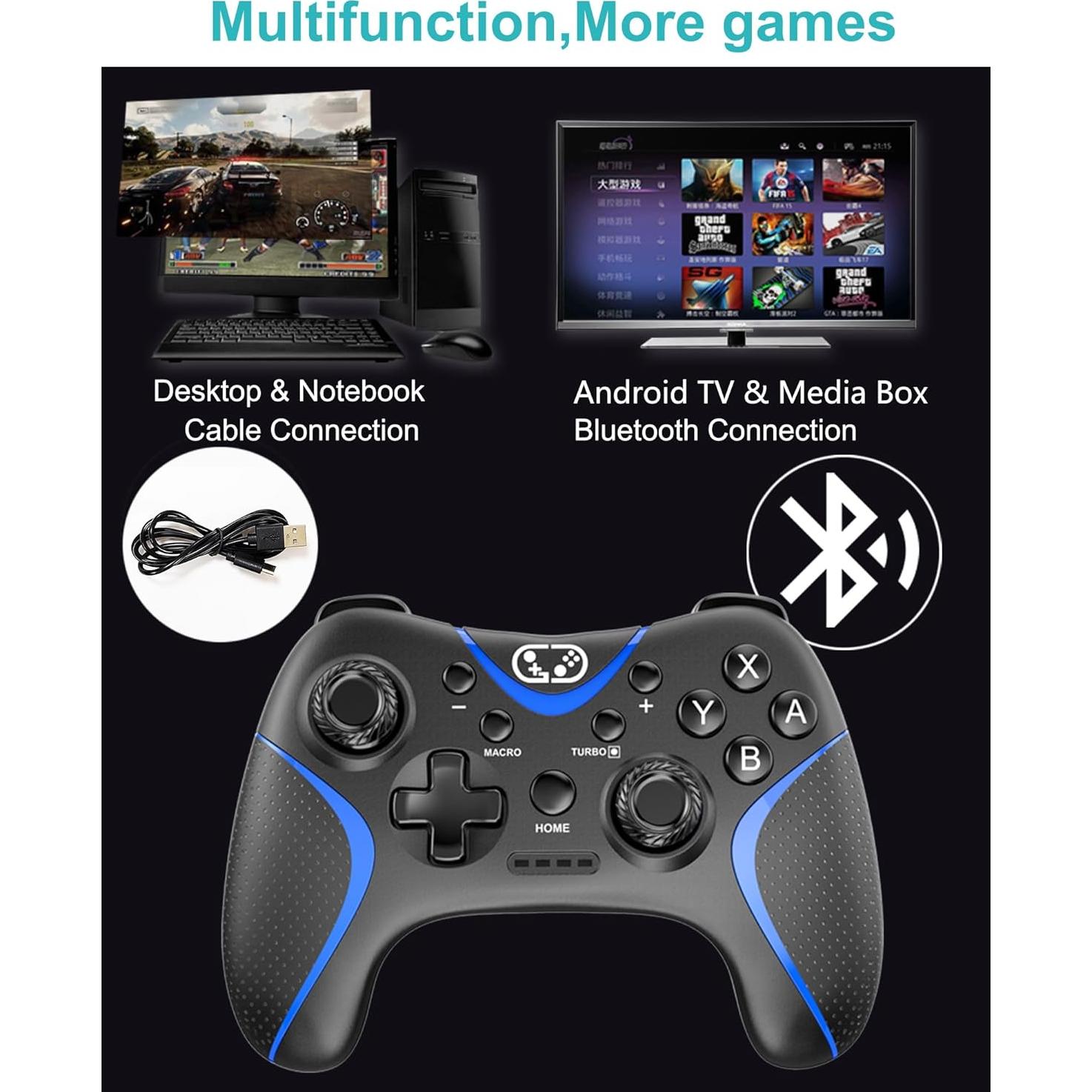 Controlador Inalámbrico Cehensy Pro para Nintendo Switch - Negro/Azul