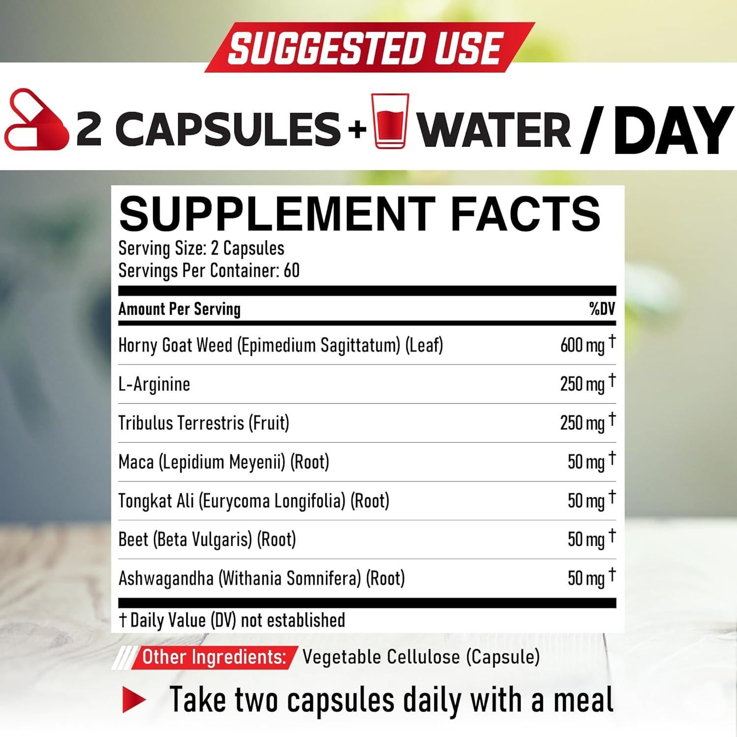 Suplemento Dedicad Test Support 120 Cápsulas 7 en 1 Energía