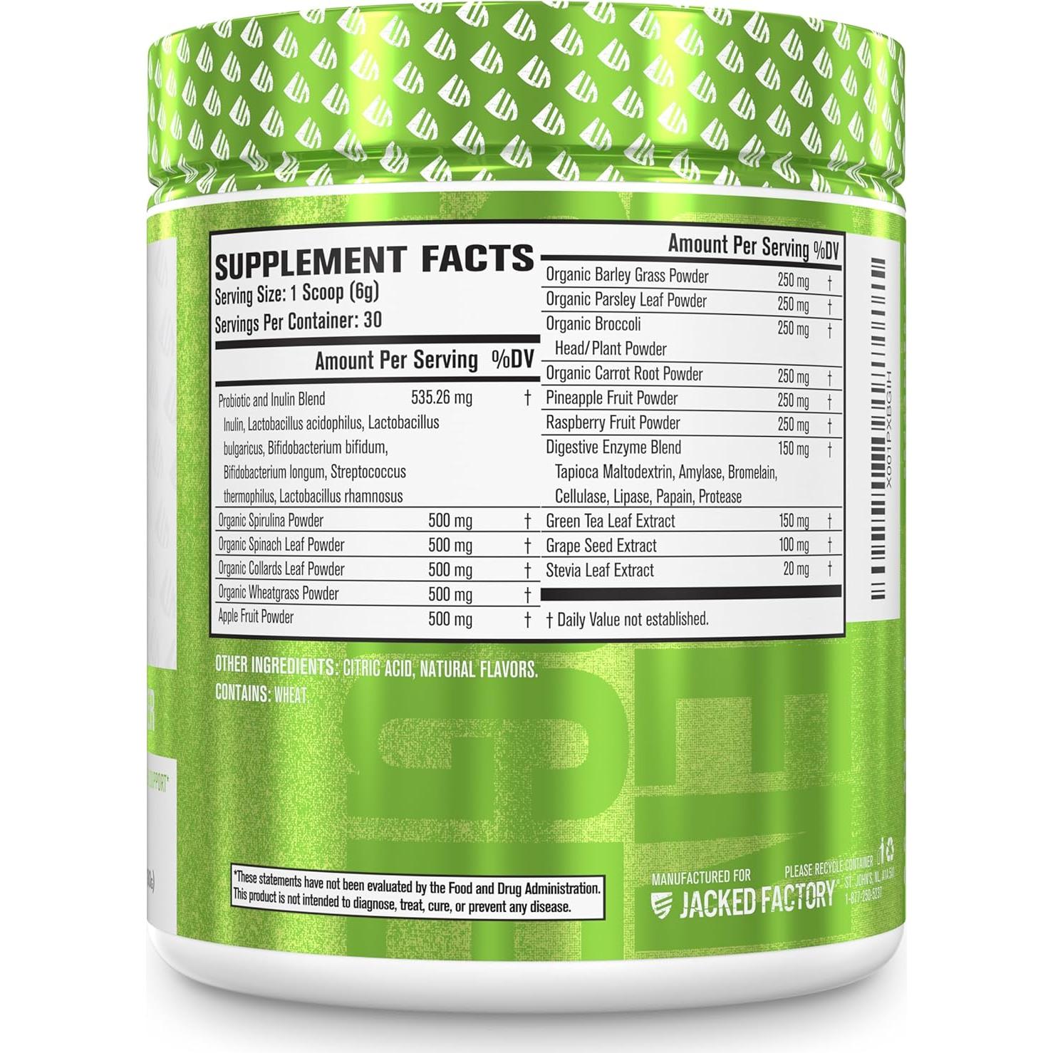 Jacked Factory Green Surge Polvo Verde 272g - Superalimento Orgánico