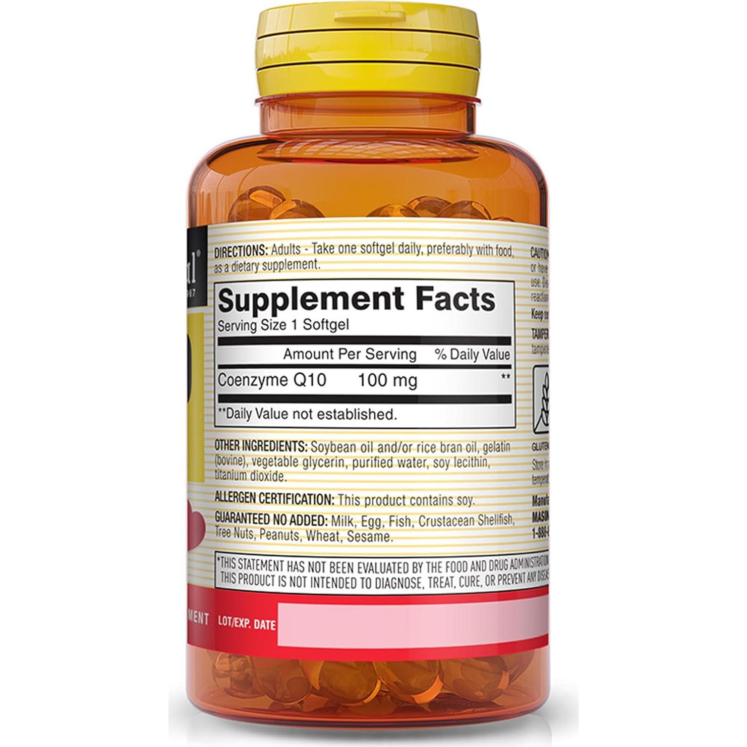 Suplemento Co Q10 100 mg Mason Natural - 30 Softgels