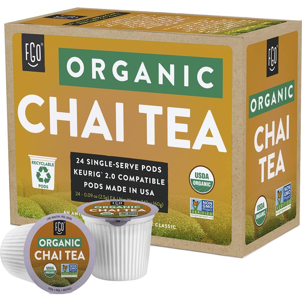 Té Negro Chai Orgánico FGO K-Cup 24 Cápsulas 60g