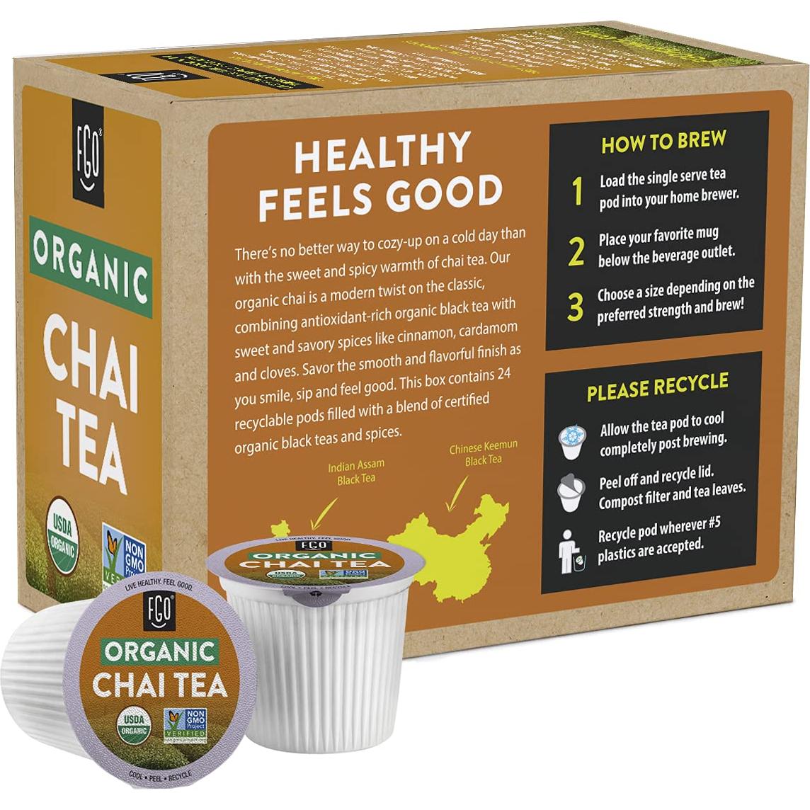 Té Negro Chai Orgánico FGO K-Cup 24 Cápsulas 60g