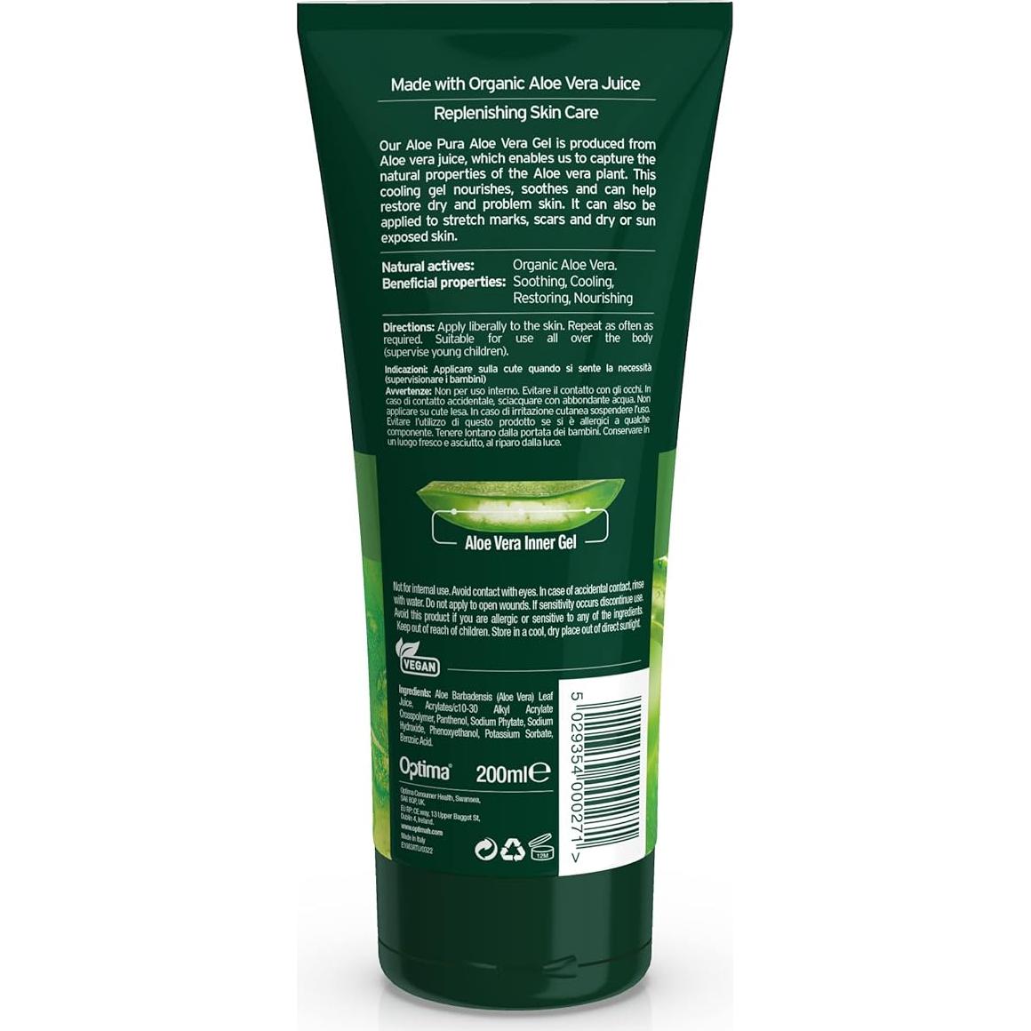 Gel de Aloe Vera Orgánico Aloe Pura 200 ml Hidratante
