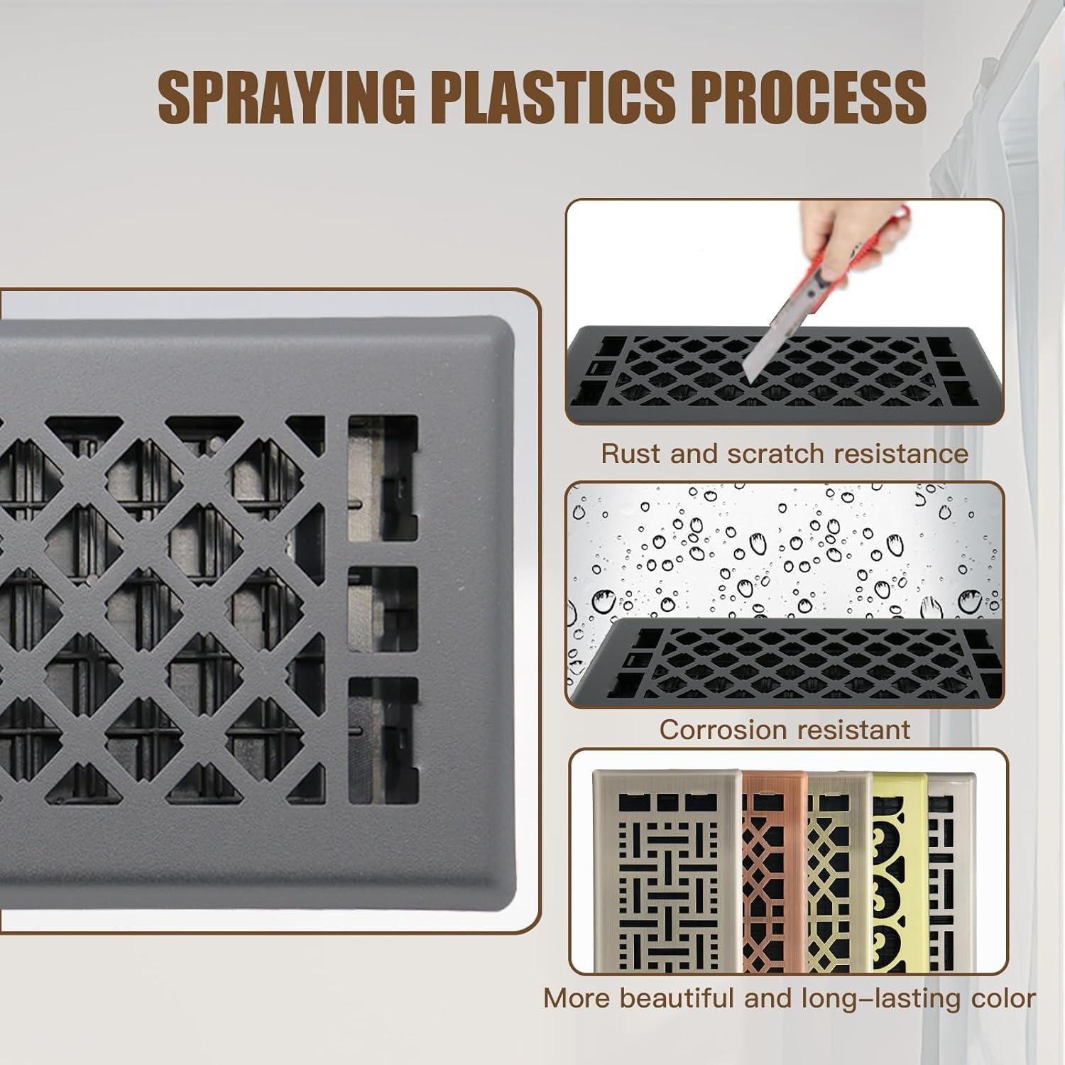 Rejilla de Ventilación de Piso 10x25 cm Jatohome Negra