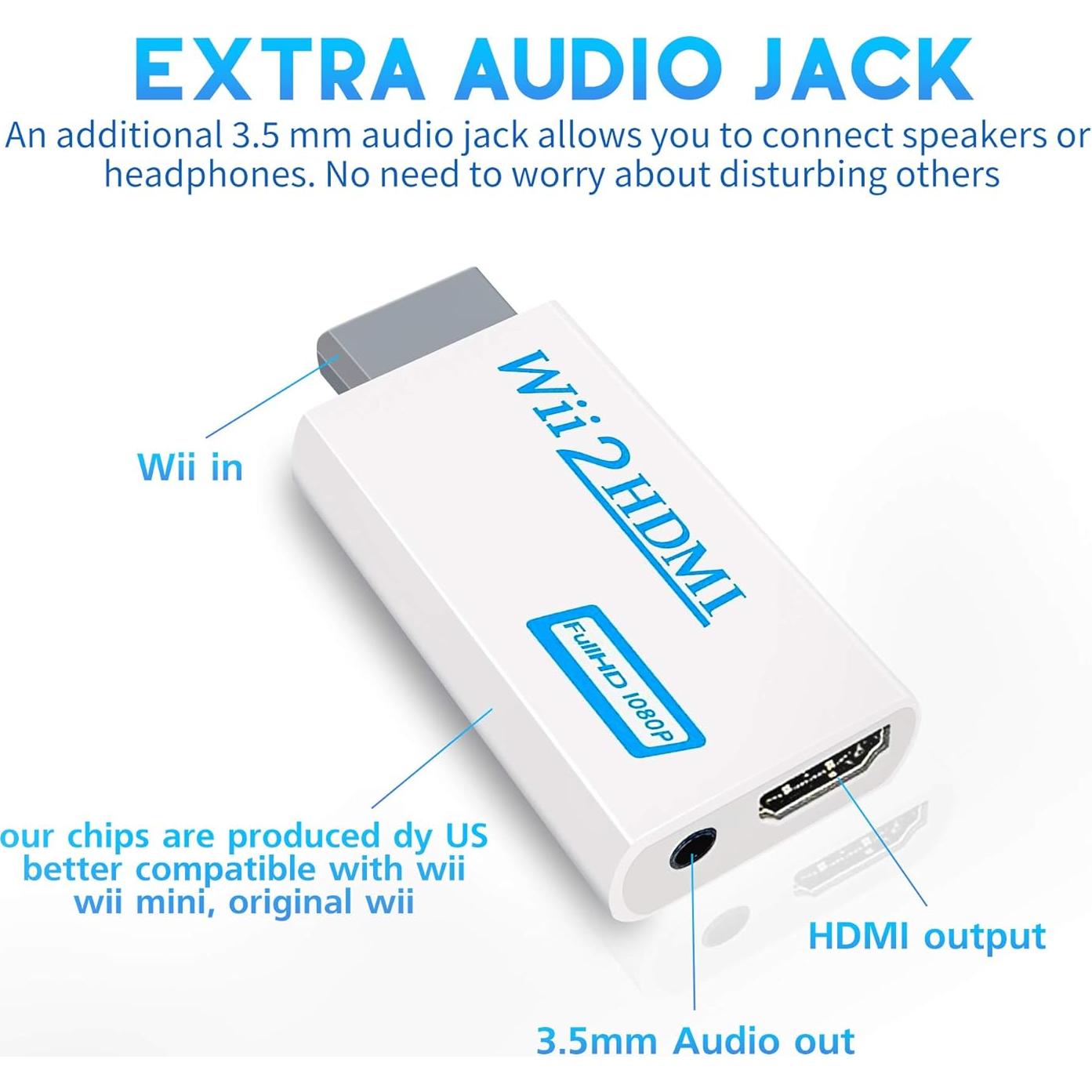 Convertidor HDMI para Wii Xahpower 1080P con Audio 3.5mm