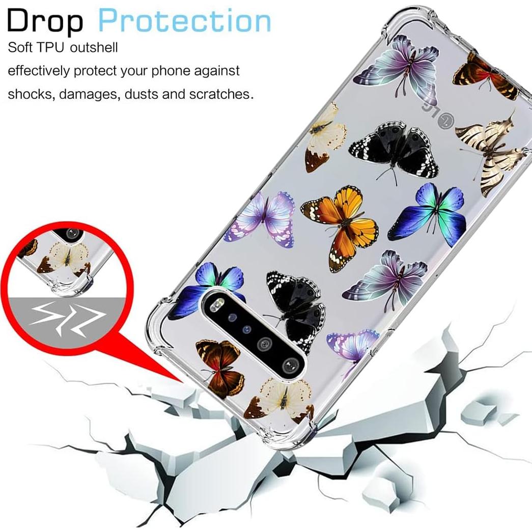 Funda Bumper Flexible TPU para LG V60 ThinQ 5G - Mariposa
