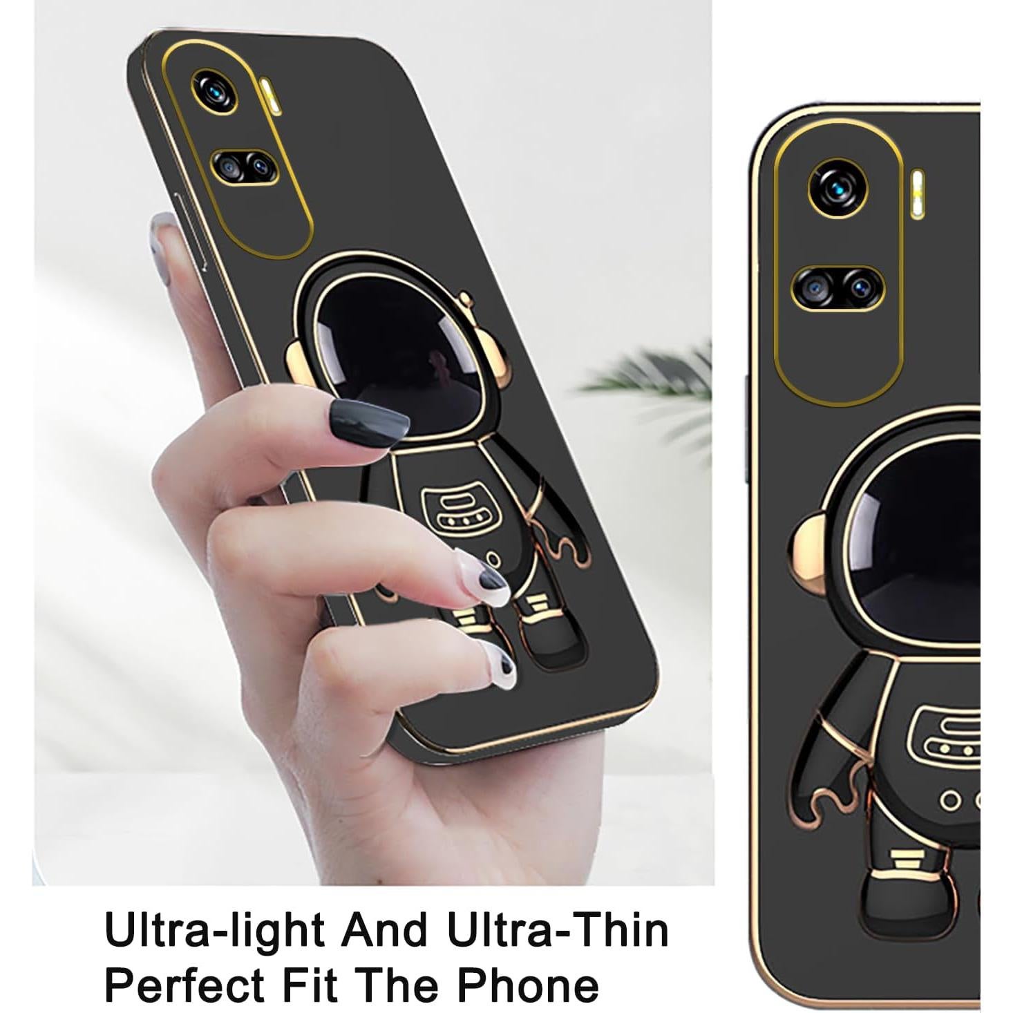 Funda de Silicona Honor 90 Lite con Soporte Astronauta - Negro