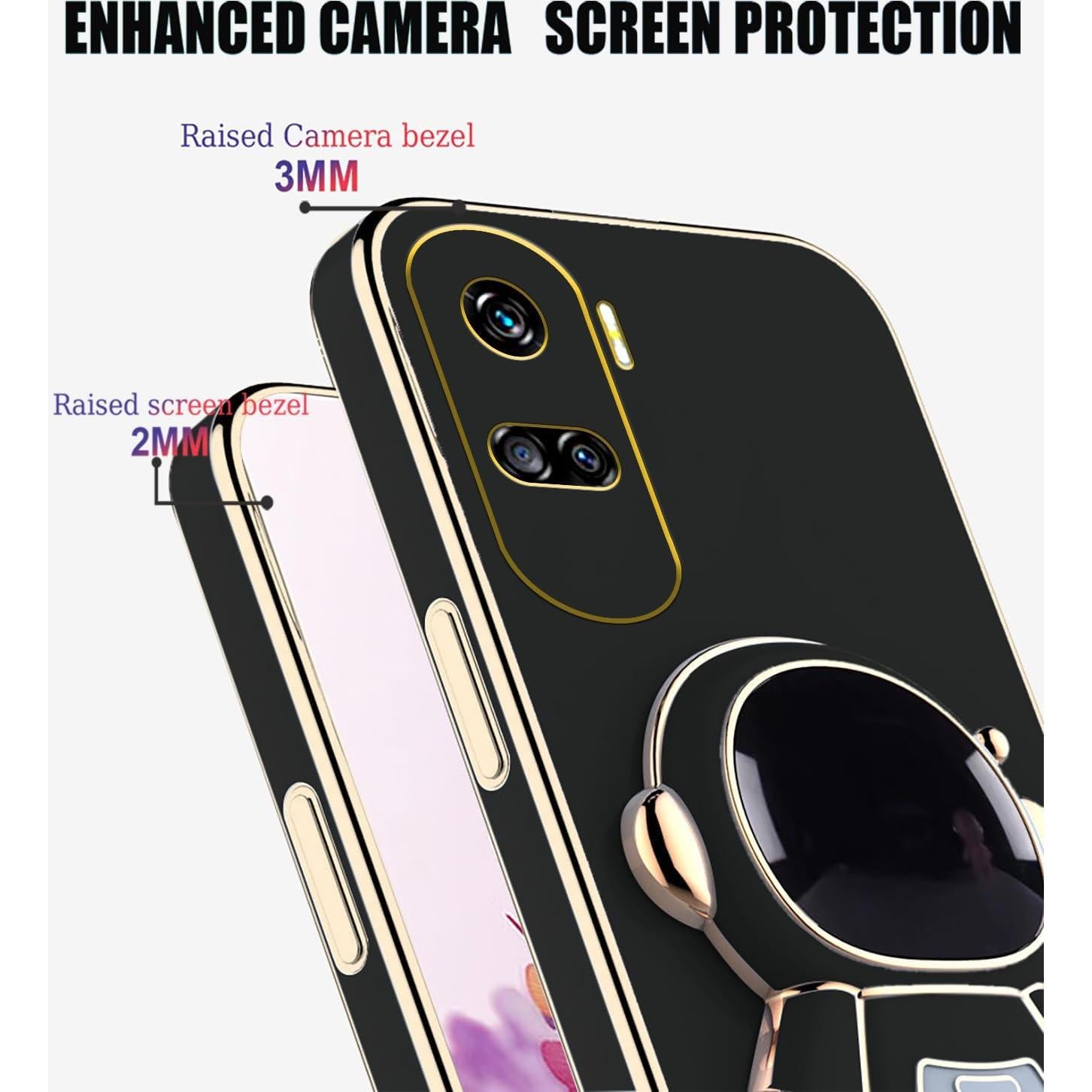 Funda de Silicona Honor 90 Lite con Soporte Astronauta - Negro