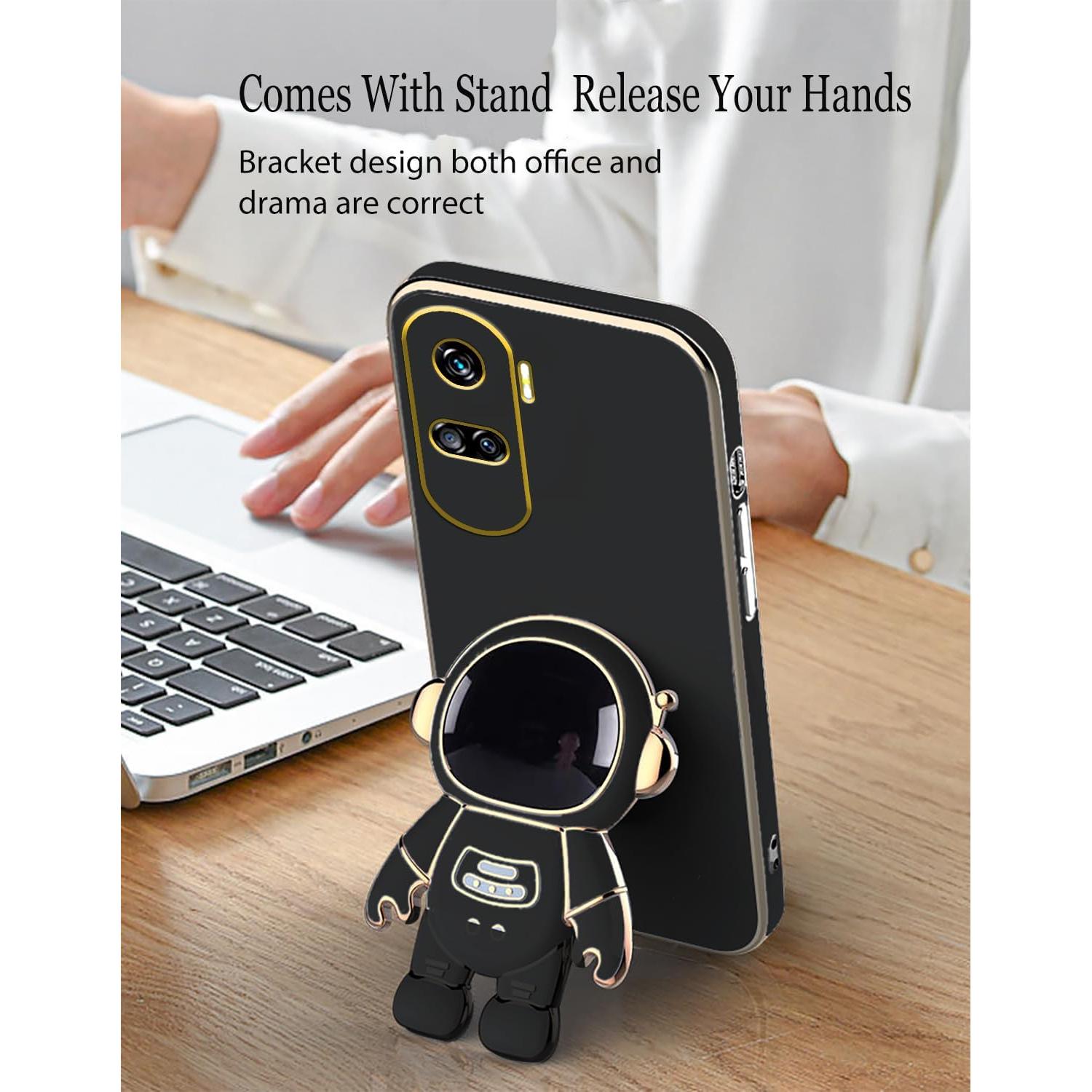 Funda de Silicona Honor 90 Lite con Soporte Astronauta - Negro