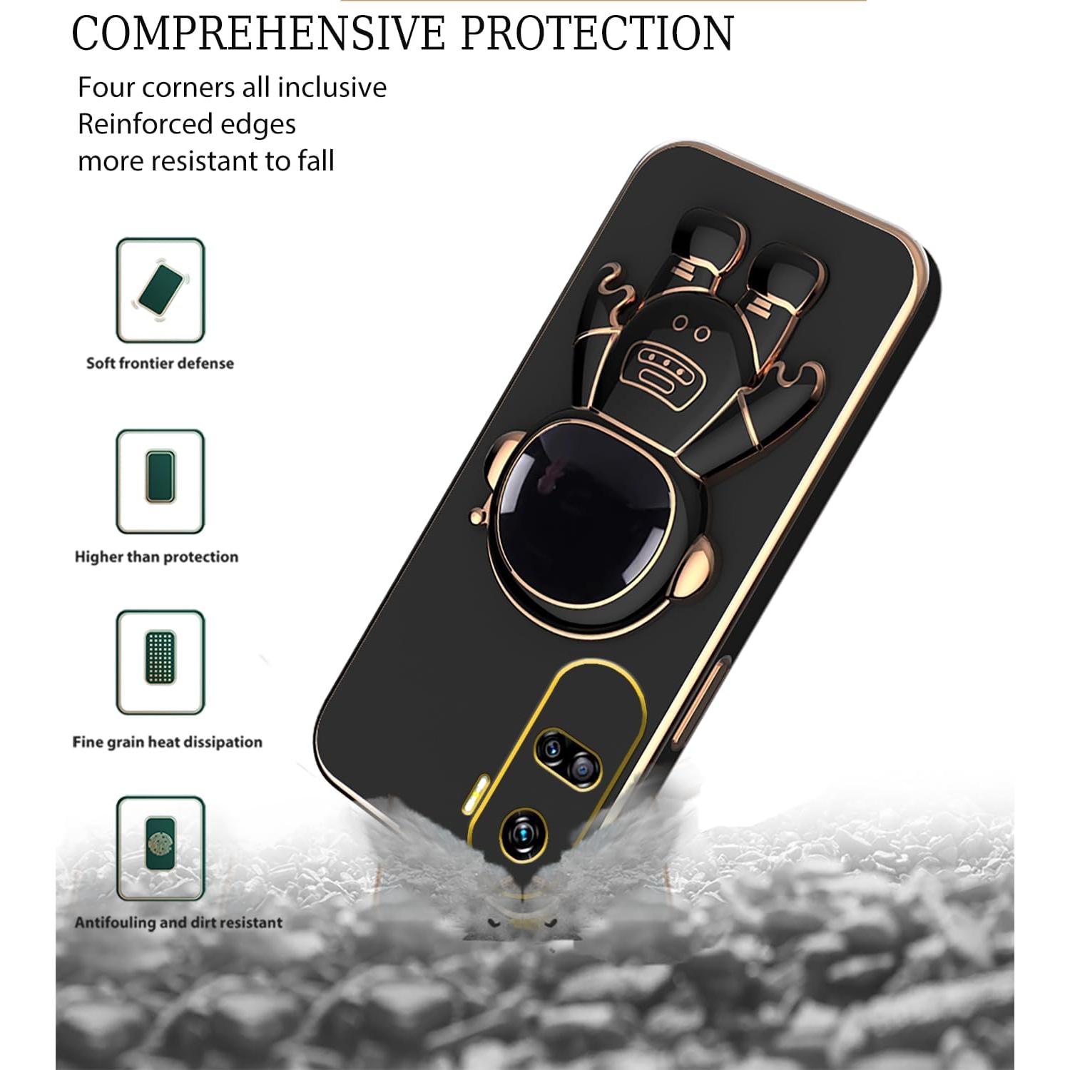 Funda de Silicona Honor 90 Lite con Soporte Astronauta - Negro