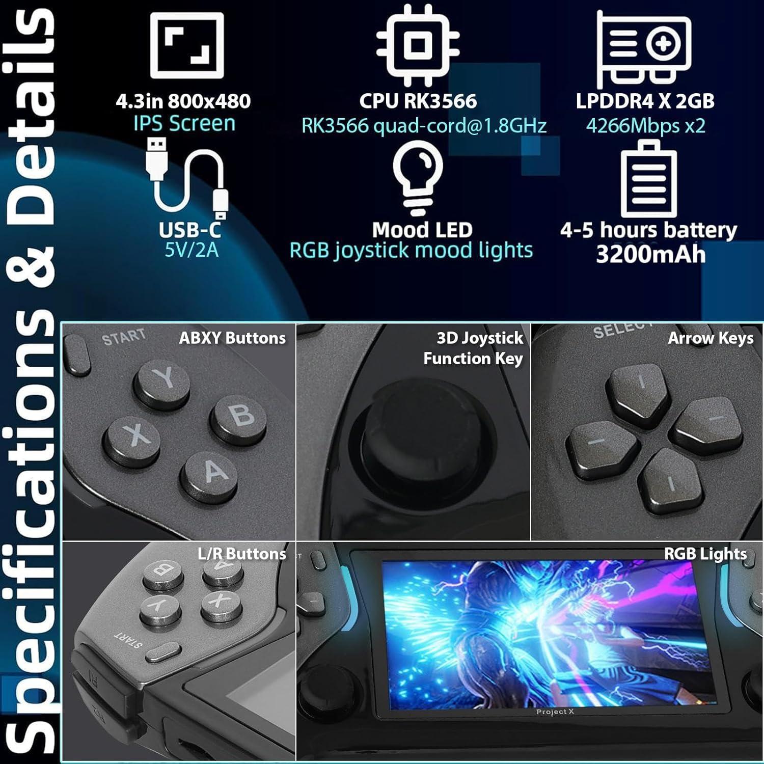 Consola de Juegos Retro Portátil Proyecto X-Pro 3200mAh 15000 Juegos