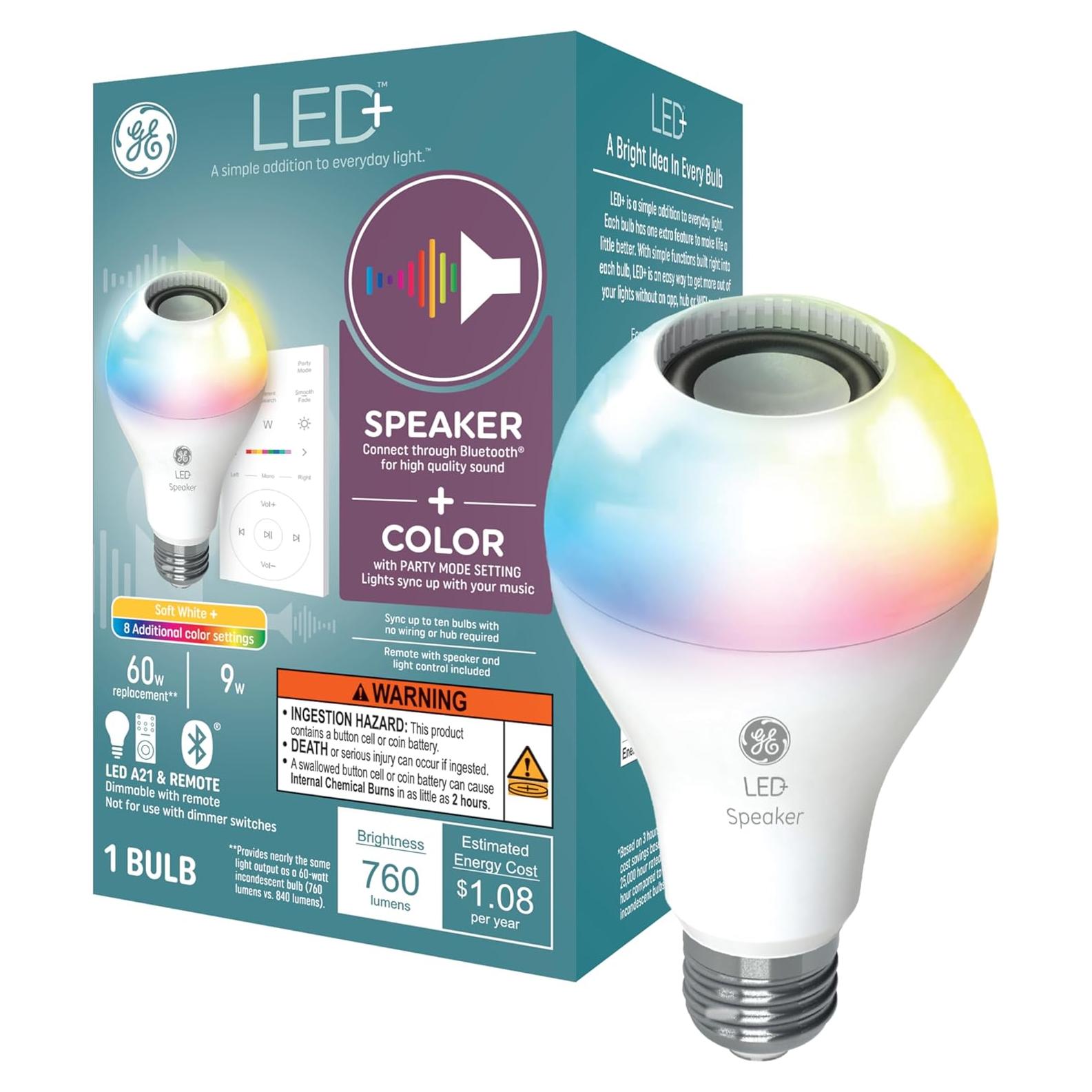 Bombilla LED GE A21 Altavoz Bluetooth 9W Multicolor Control Remoto