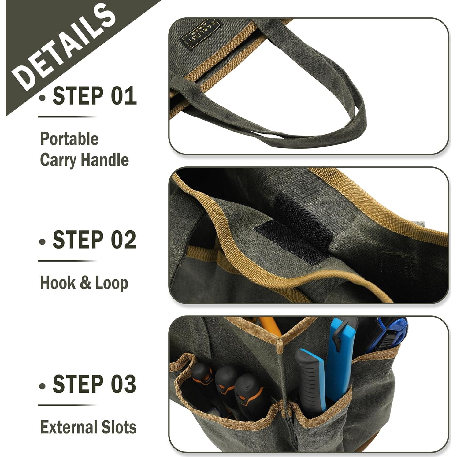 Bolsa de herramientas Kaaltisy de lona encerada 36x14x26.5 cm