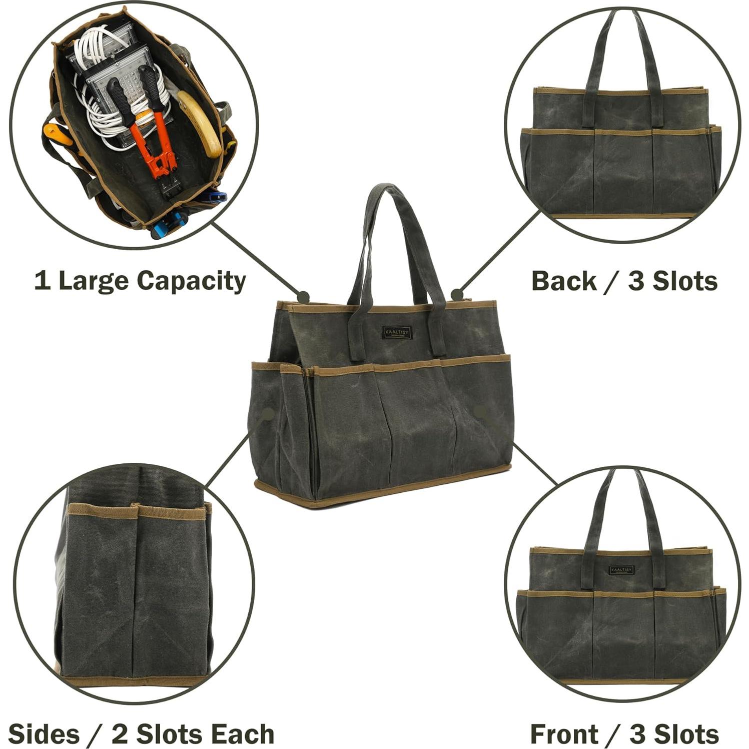 Bolsa de herramientas Kaaltisy de lona encerada 36x14x26.5 cm