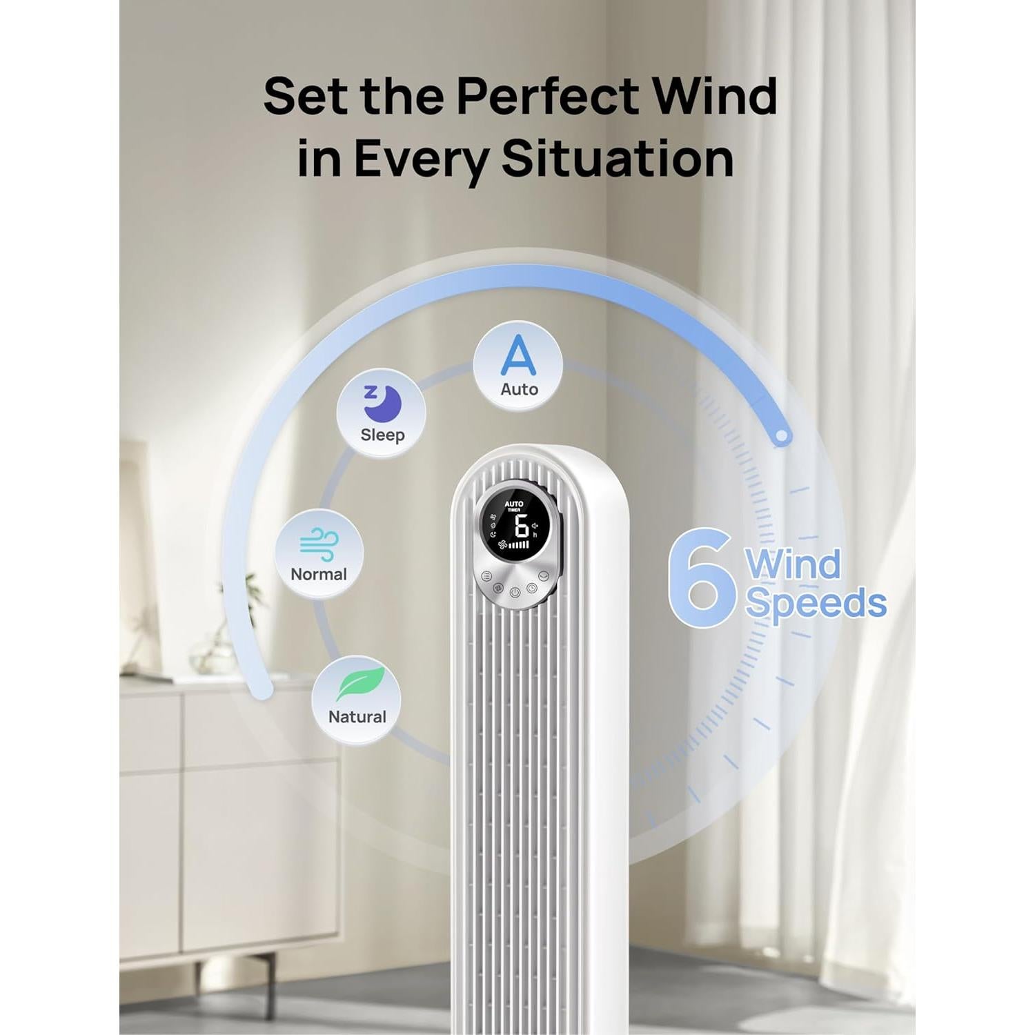 Ventilador de Torre Dreo DR-HTF001 Oscilante 6 Velocidades