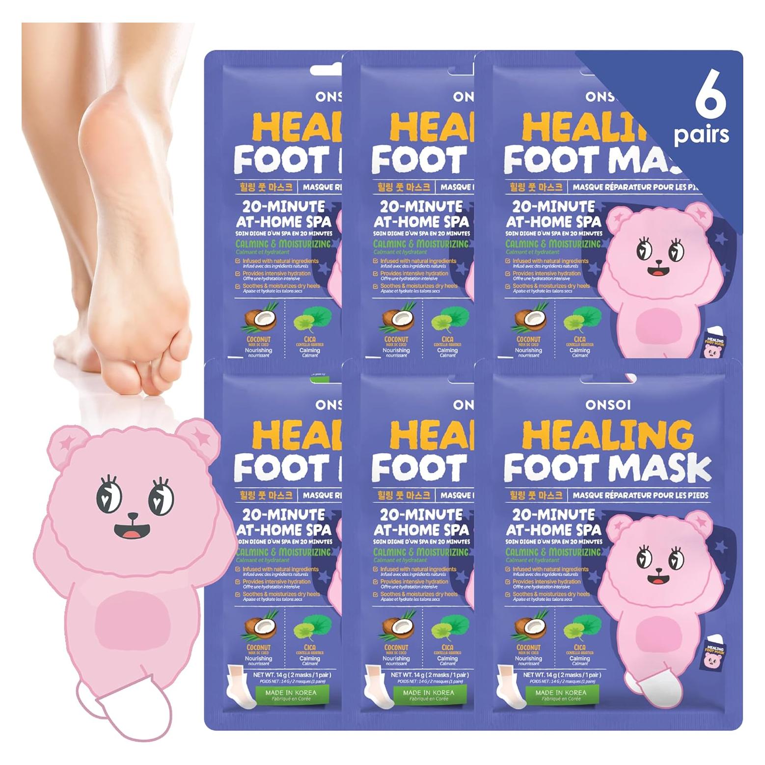 Mascarilla Hidratante para Pies Secos ONSOI 6PK Coco + Cica