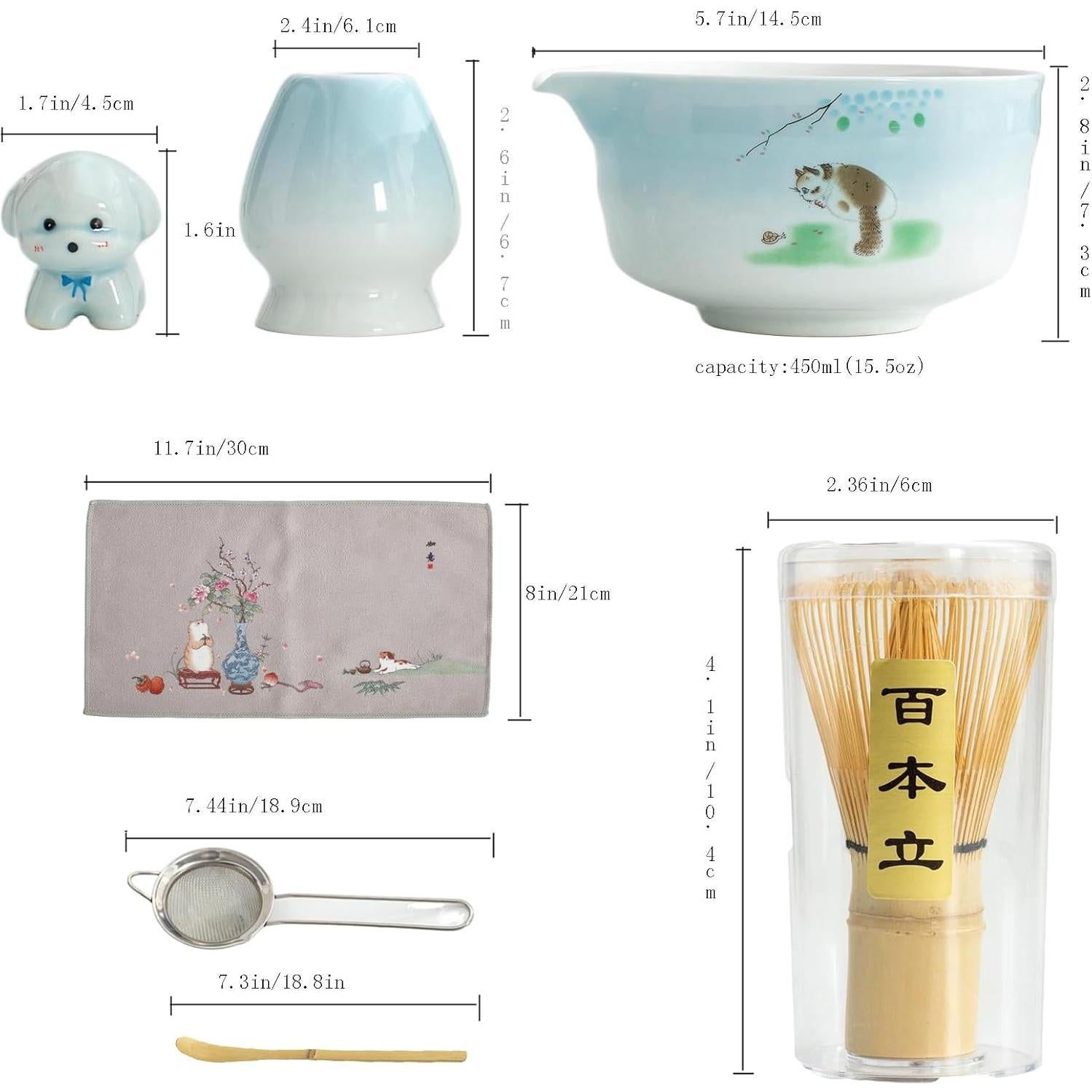 Juego de té de matcha 7 piezas Lavzpqmnr - Tazón cerámica 520ml