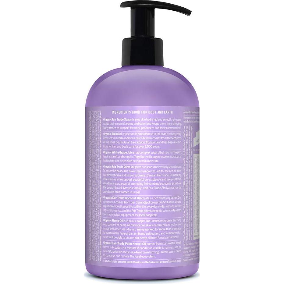 Jabón Orgánico Dr. Bronner's Lavanda 710ml - 4 en 1 Vegano