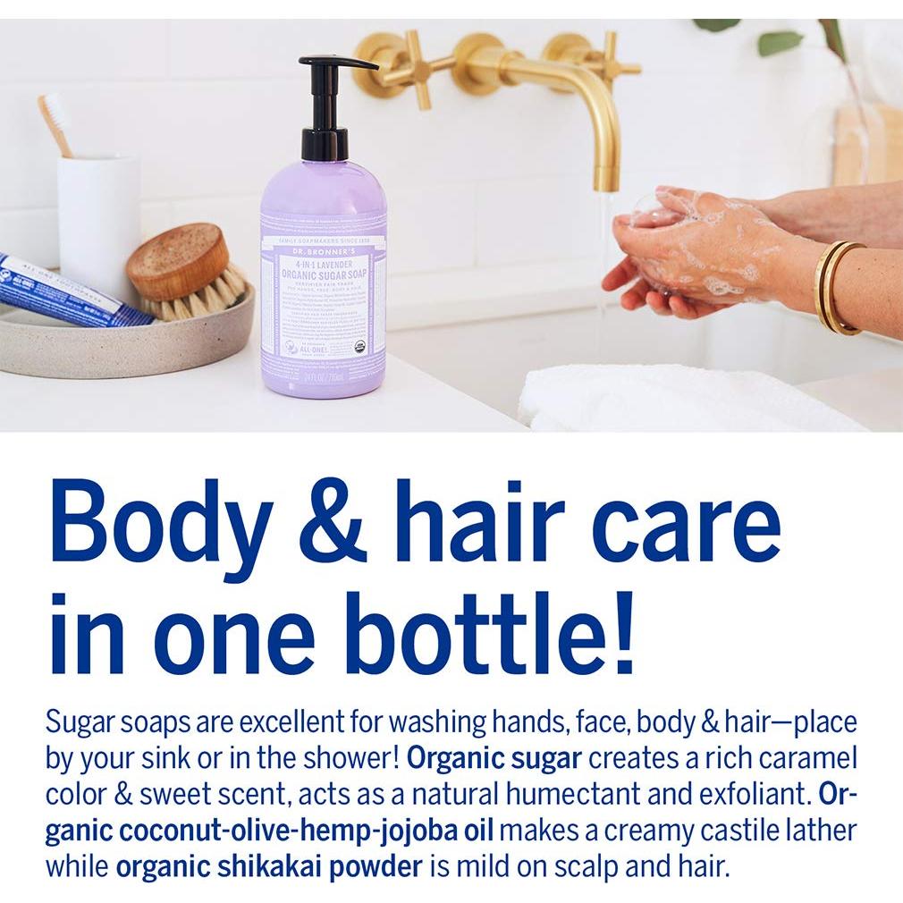 Jabón Orgánico Dr. Bronner's Lavanda 710ml - 4 en 1 Vegano