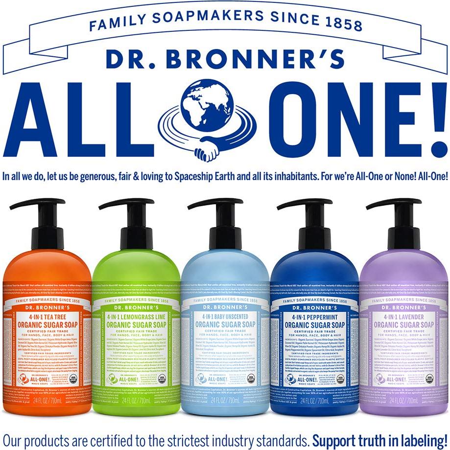 Jabón Orgánico Dr. Bronner's Lavanda 710ml - 4 en 1 Vegano