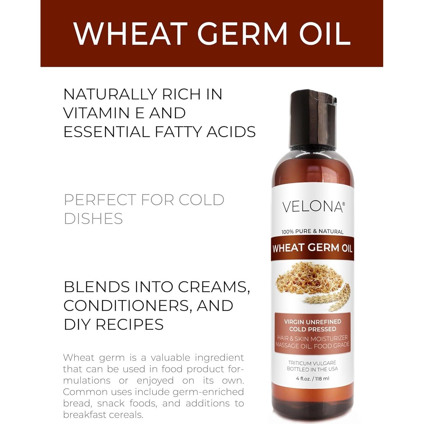 Aceite de Germen de Trigo Velona 118 ml 100% Puro y Natural