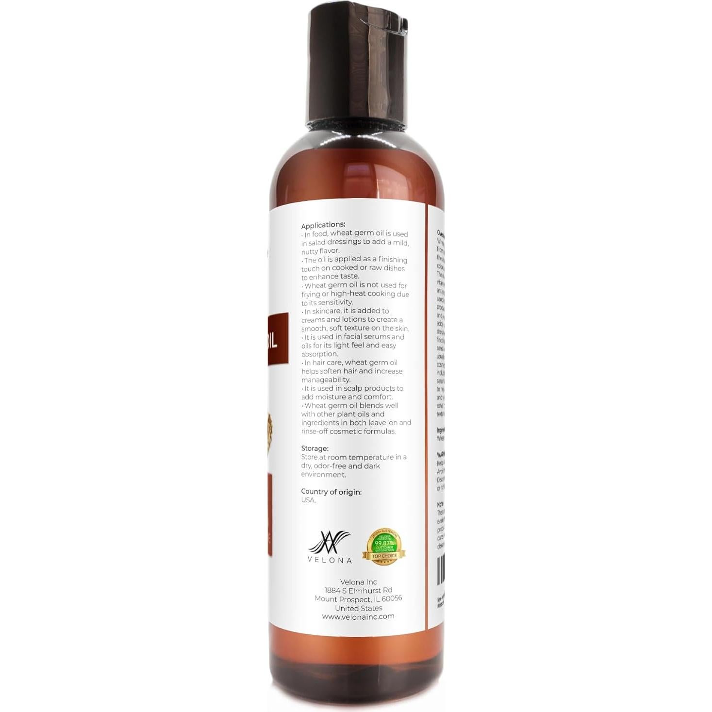 Aceite de Germen de Trigo Velona 118 ml 100% Puro y Natural