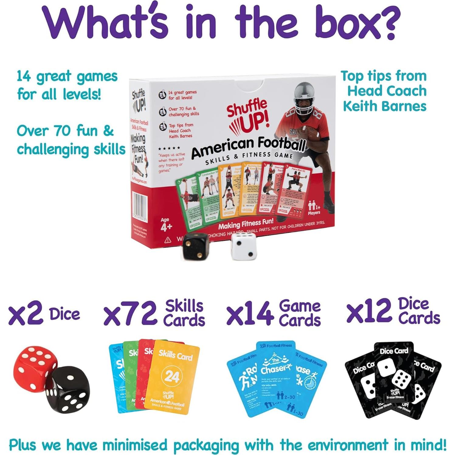 Juego de Cartas de Fútbol Americano Shuffle Up - 72 Tarjetas