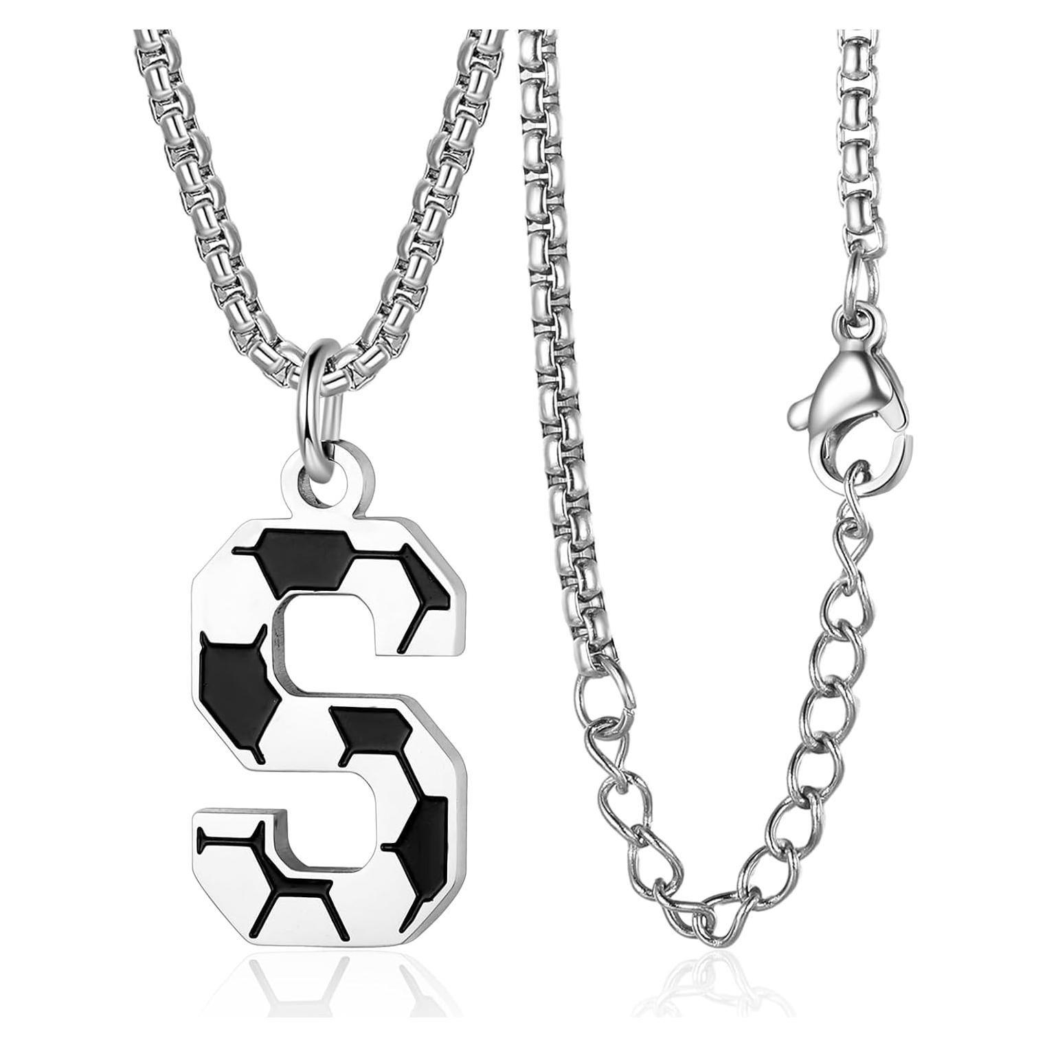 Collar de Fútbol con Letra Inicial A-Z - Acero Inoxidable 55.88 cm