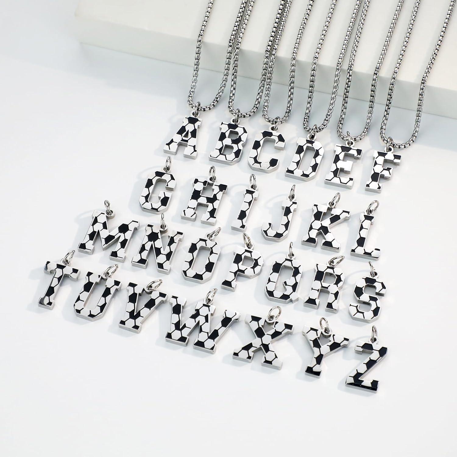 Collar de Fútbol con Letra Inicial A-Z - Acero Inoxidable 55.88 cm