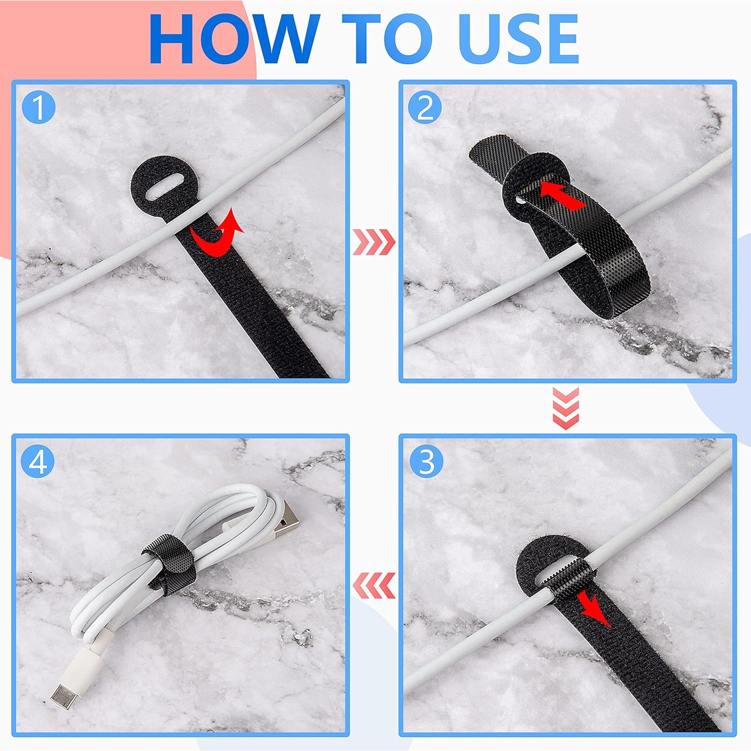 60 Sujetadores de Cable ARMIZ 15 cm Reutilizables Negros