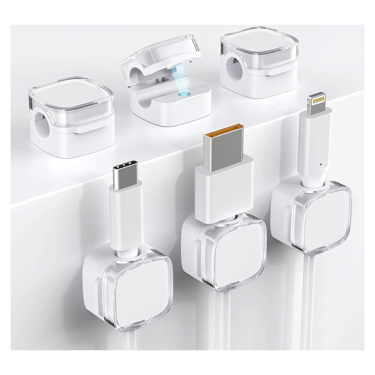 Clips Magnéticos para Cables TIKIWIK - Paquete de 6 Blancos