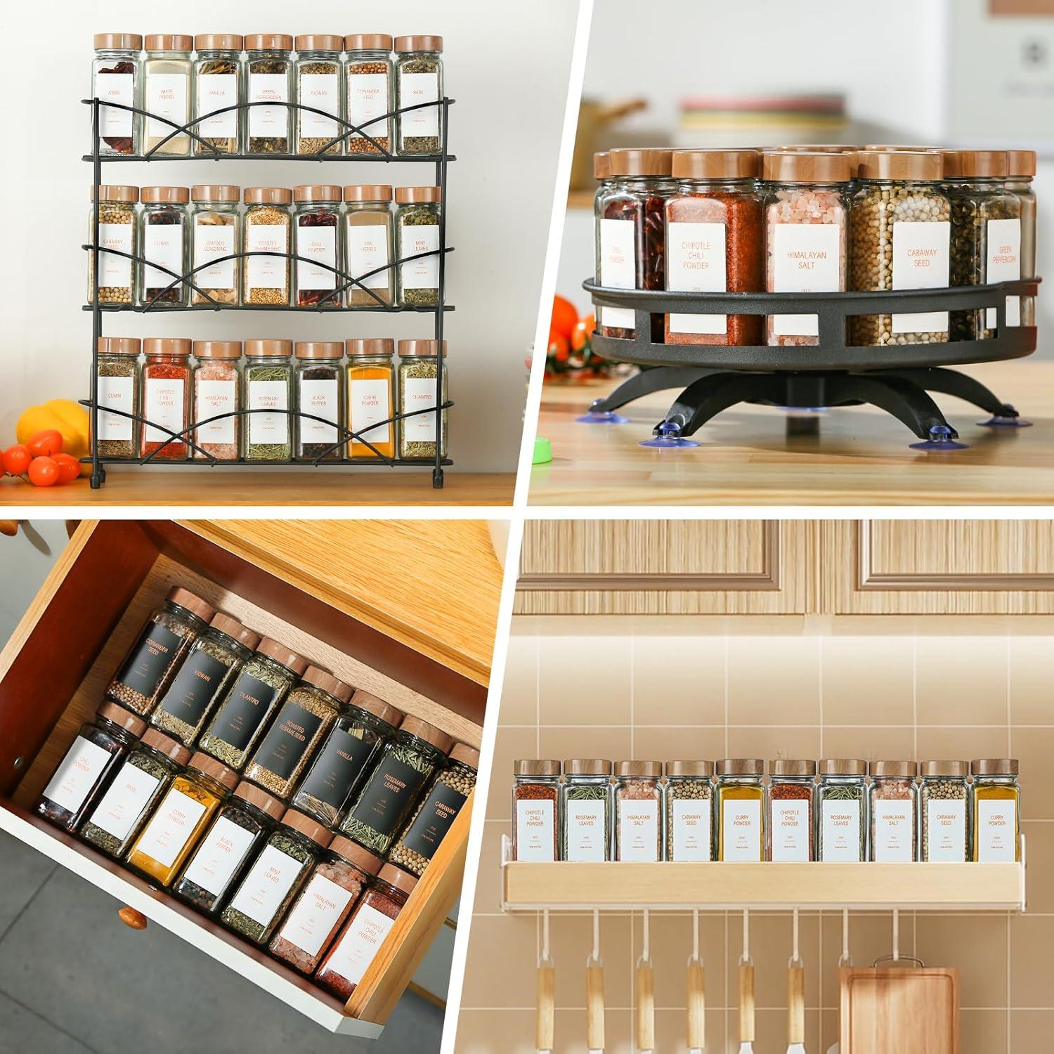 Tarros de Especias de Vidrio TESUNMU 118ml con Etiquetas (24 unidades)