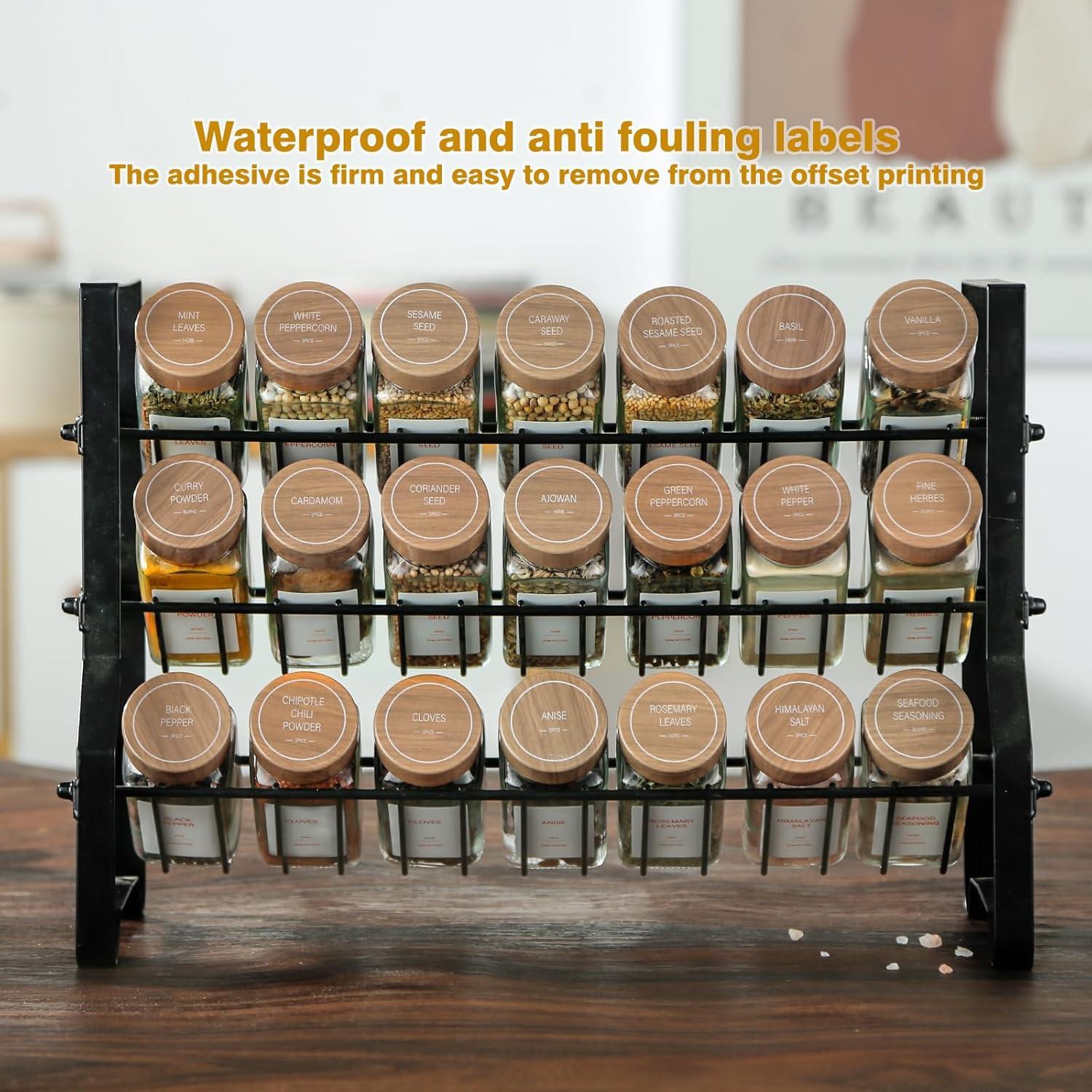 Tarros de Especias de Vidrio TESUNMU 118ml con Etiquetas (24 unidades)