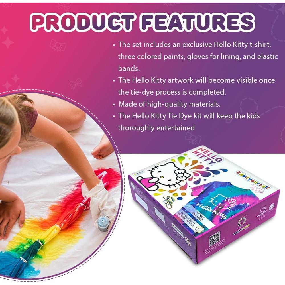 Set de Tie Dye Hello Kitty - Camiseta S + Pinturas y Accesorios