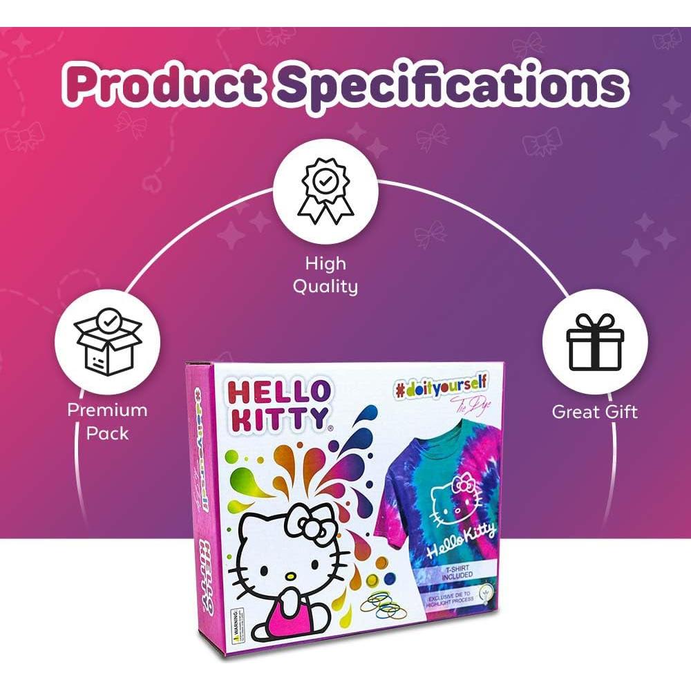 Set de Tie Dye Hello Kitty - Camiseta S + Pinturas y Accesorios