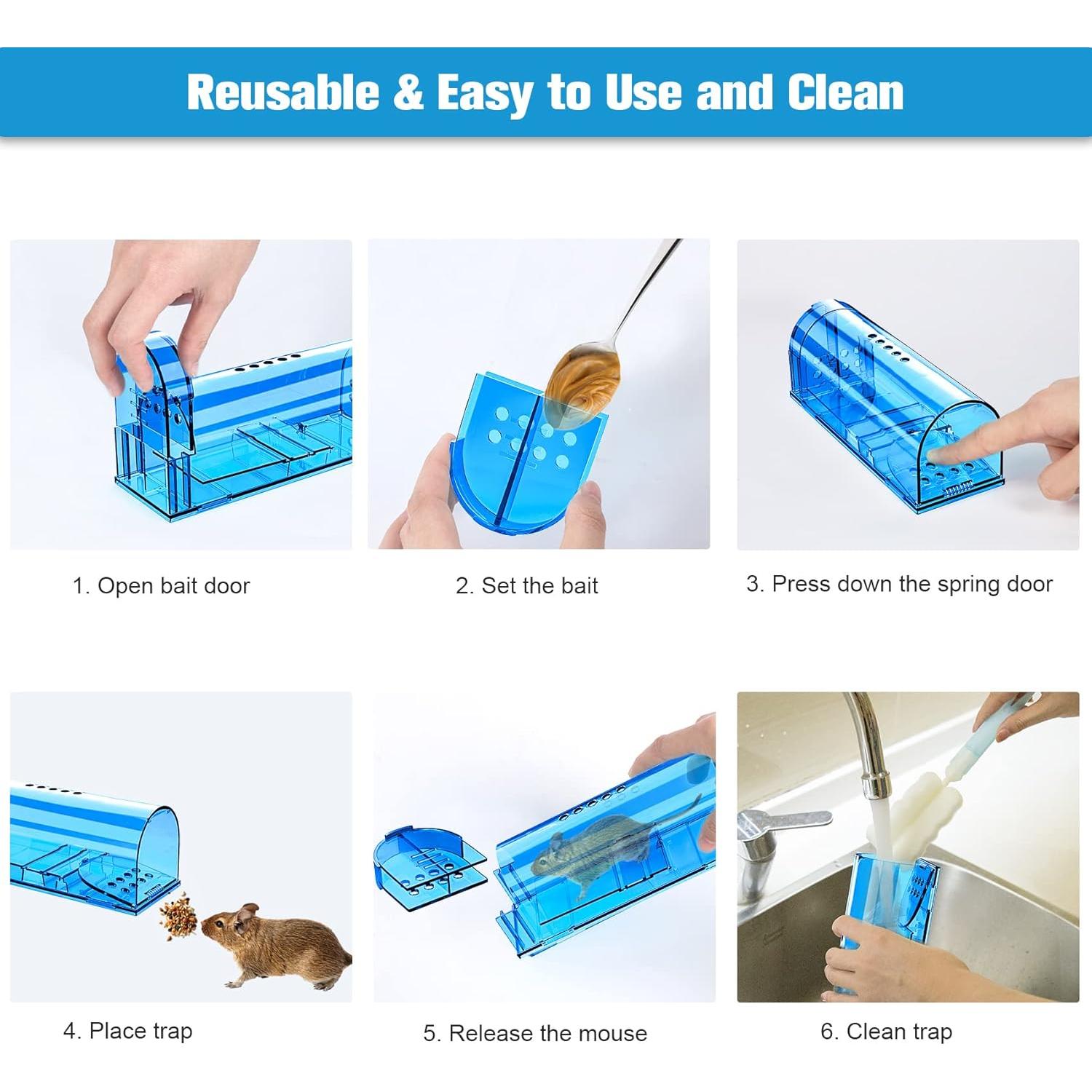 Trampas Humanas para Ratones Wanqueen 4 Pcs Reutilizables