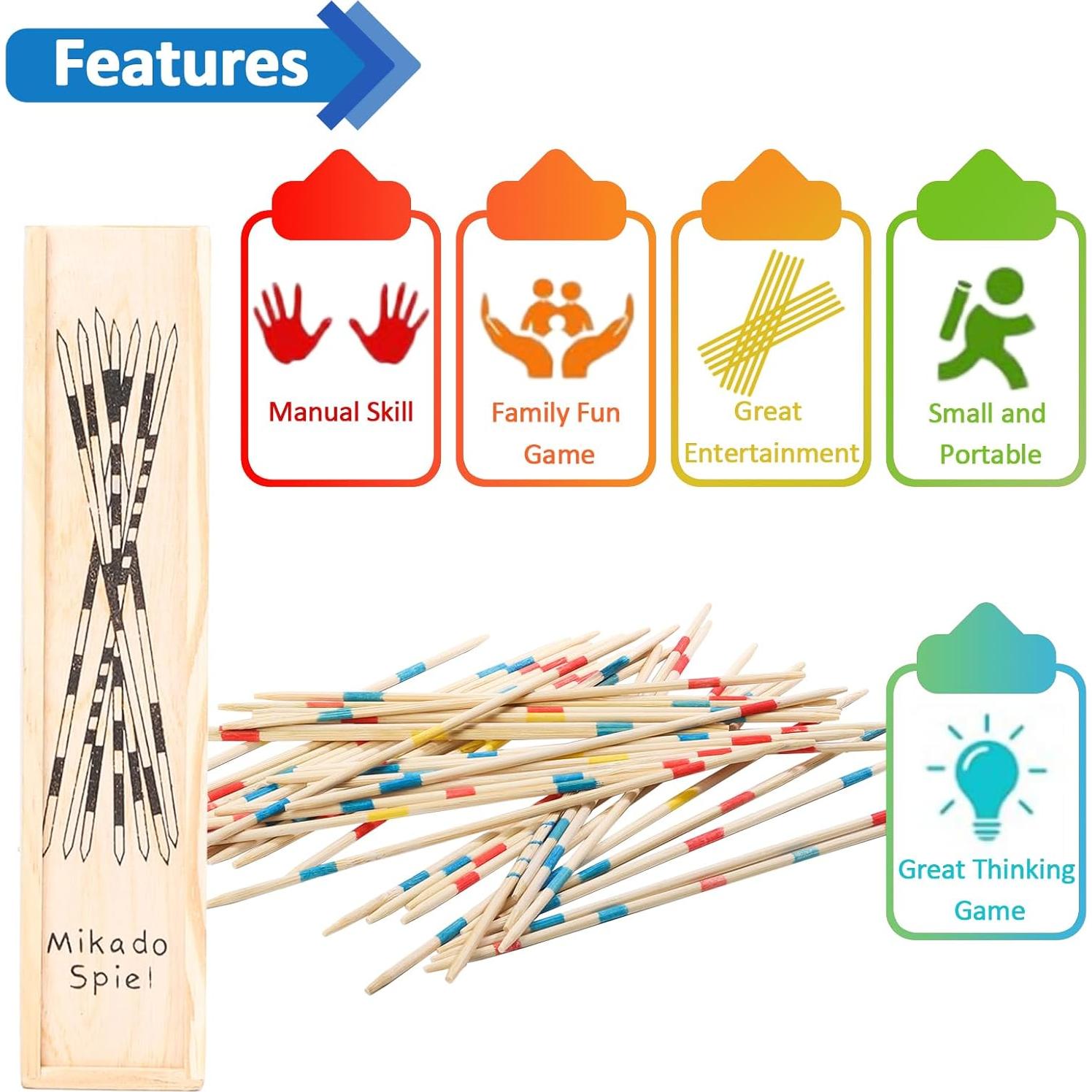 Juego de Palitos de Recoger HuangQiao - 93 Piezas con Caja