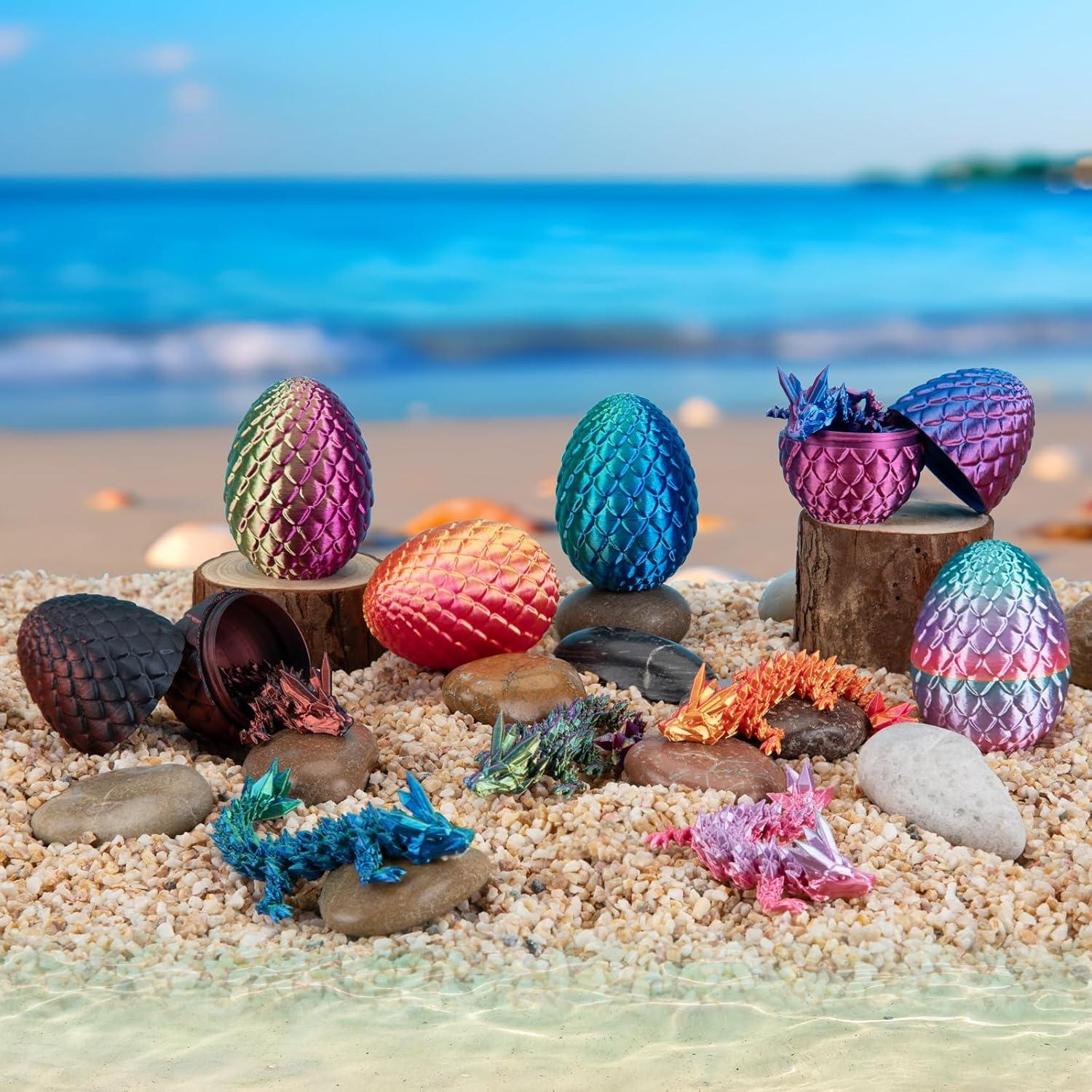 Dragón Impreso en 3D con Huevo Verdeazulado 12.7 cm