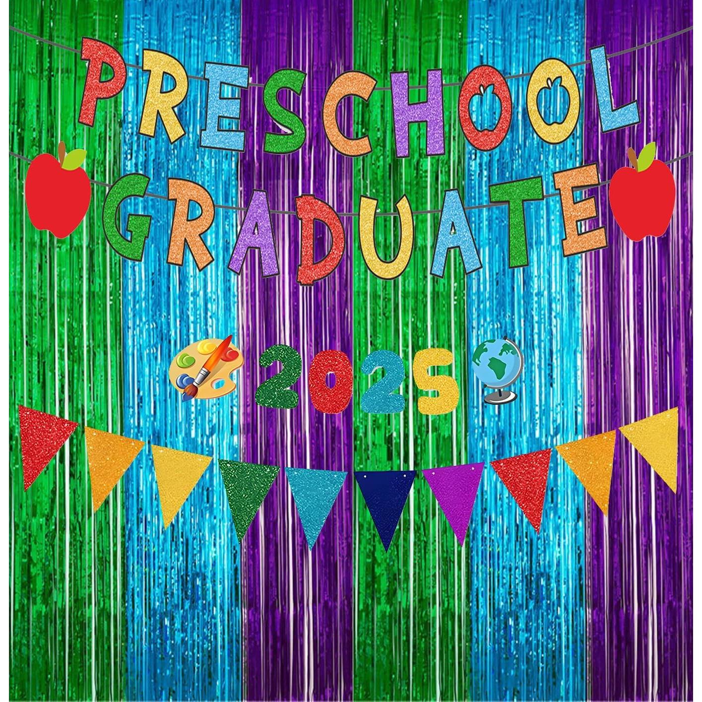 Paquete de 2 Cortinas de Papel Metalizado Verde Azul Púrpura 200x300cm