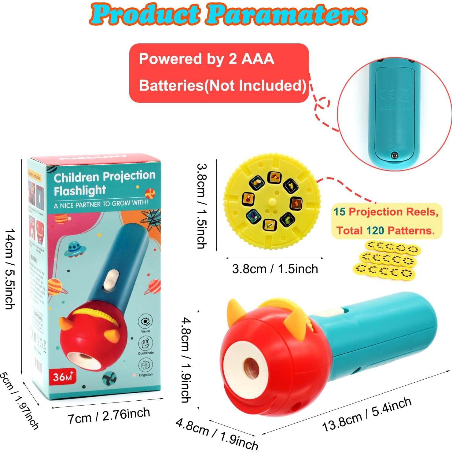 Linterna Proyectora JOCOUNY para Niños - 15 Discos y 120 Imágenes