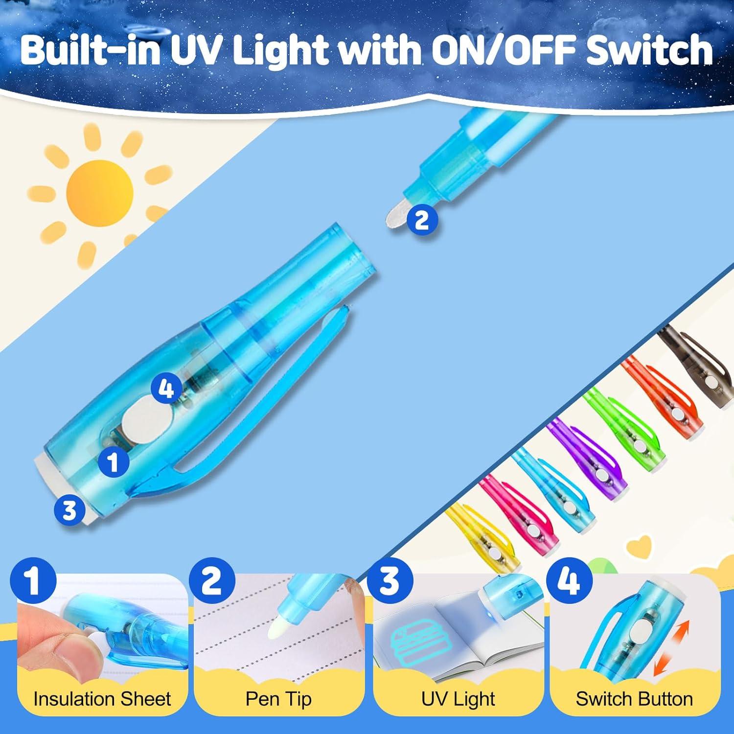 Set de 7 Bolígrafos de Tinta Invisible UV Daemson - 7 Colores