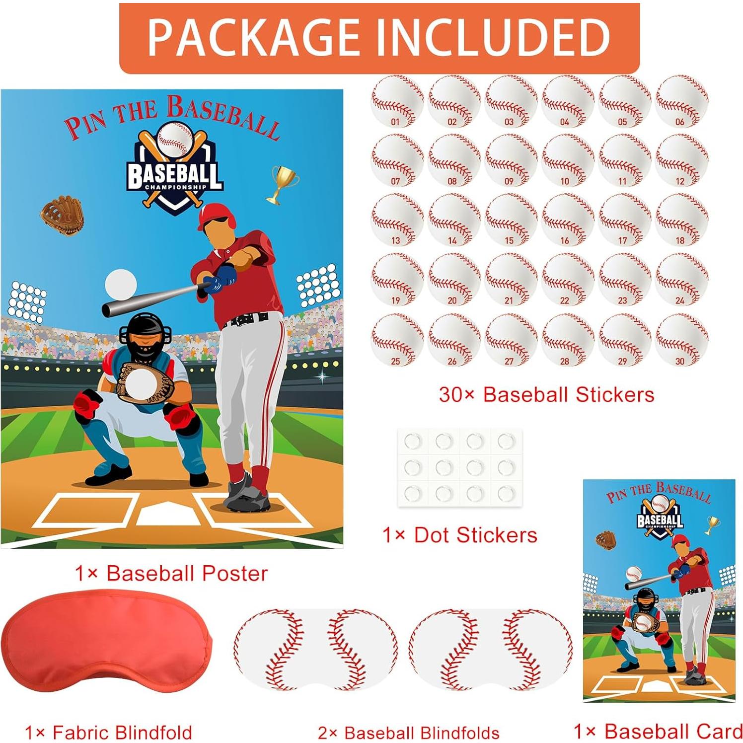 Juego de Fiesta Béisbol PLULON con Póster y Stickers